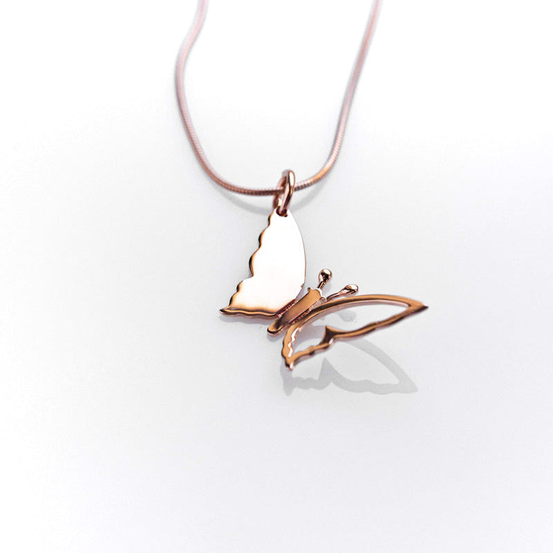 Rose Gold Butterfly Necklace Minimal Delicate Necklace for girls