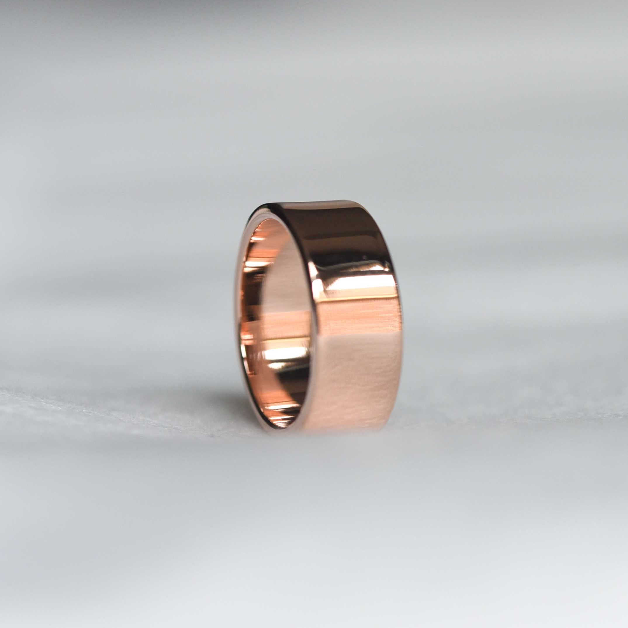 rose gold thick stacking ring, rose gold cigar band, wide ring, rose gold statement ring