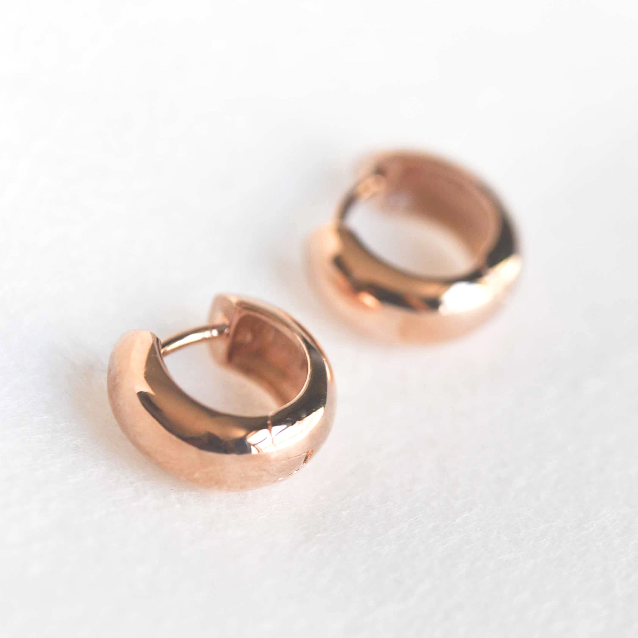 Dome Huggie Hoops Rose Gold