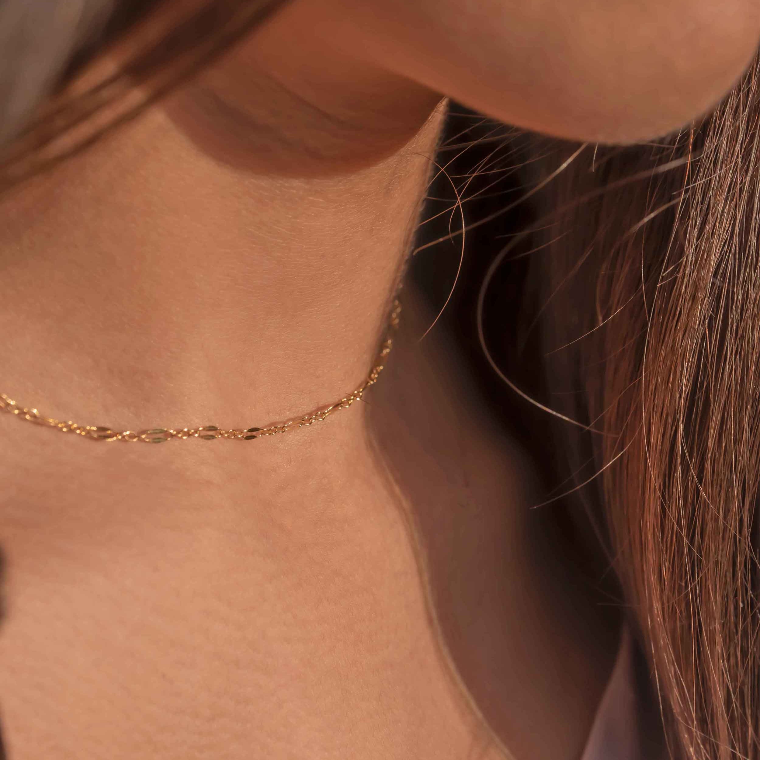sequin wheat fancy Chain Necklace rose gold gifts for women