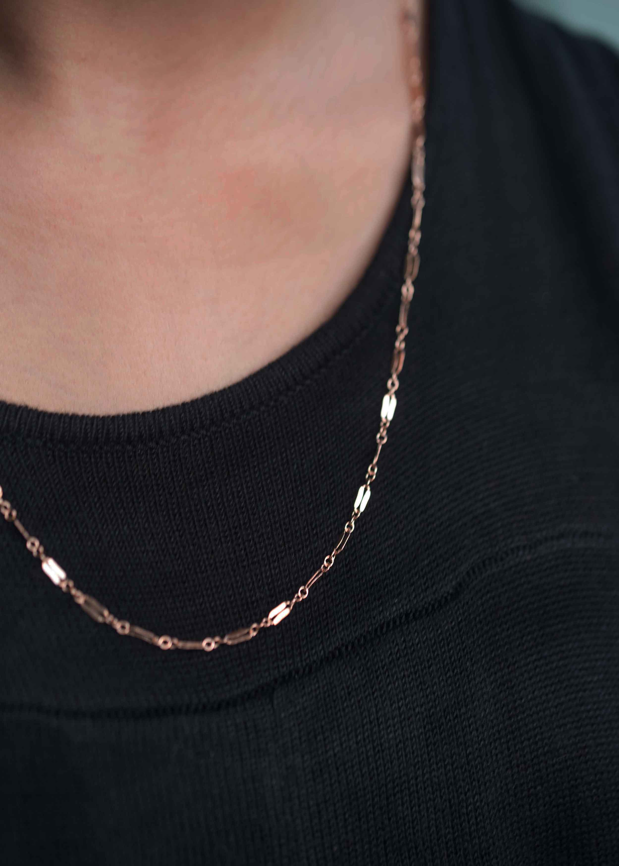 sequin wheat fancy Chain Necklace rose gold gifts for women