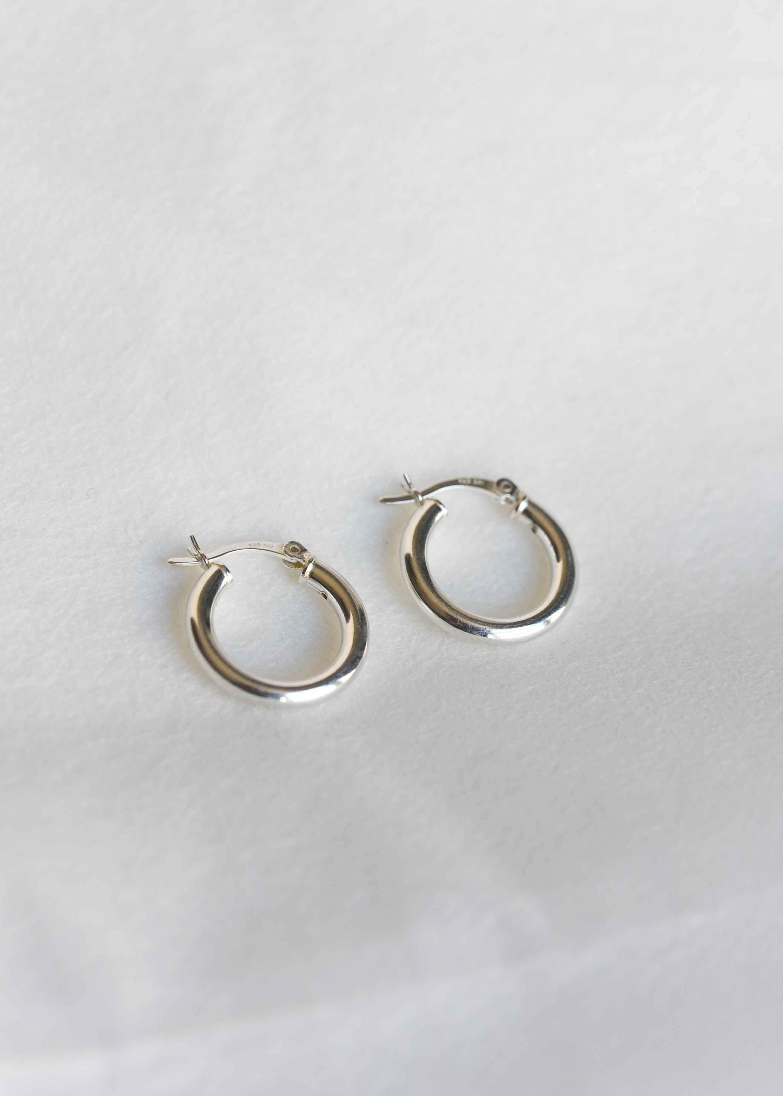 silver hoop earrings, silver huggie hoops