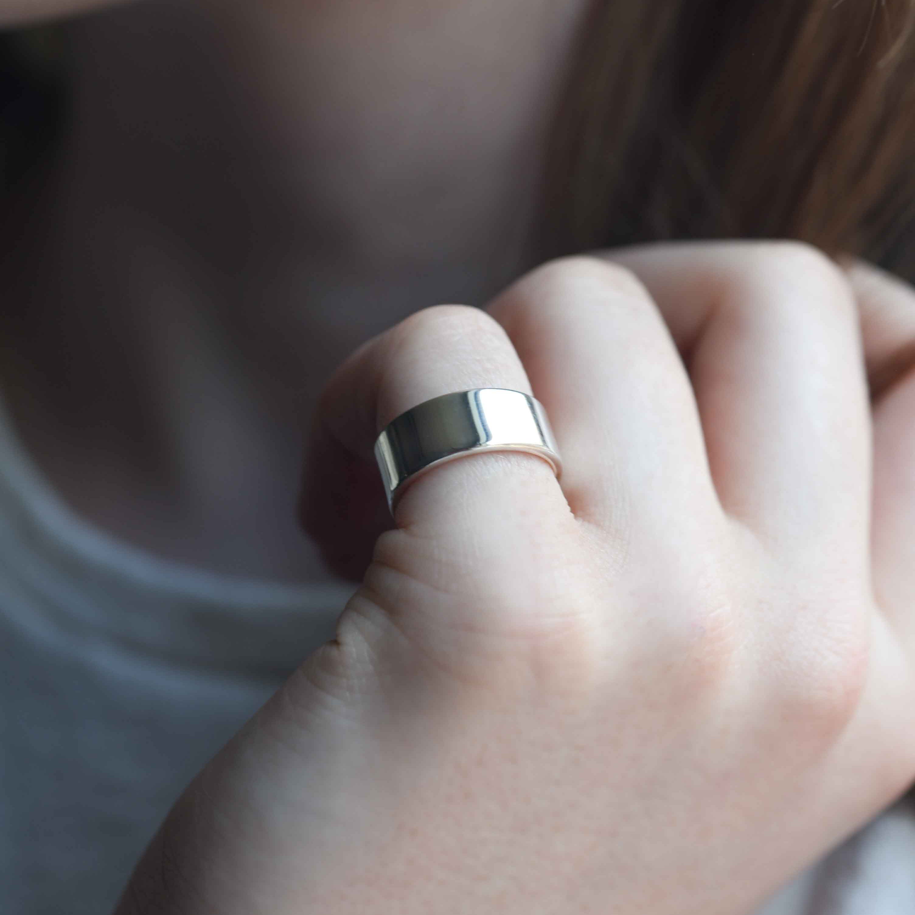 wide silver band chunky 925 sterling cigar ring
