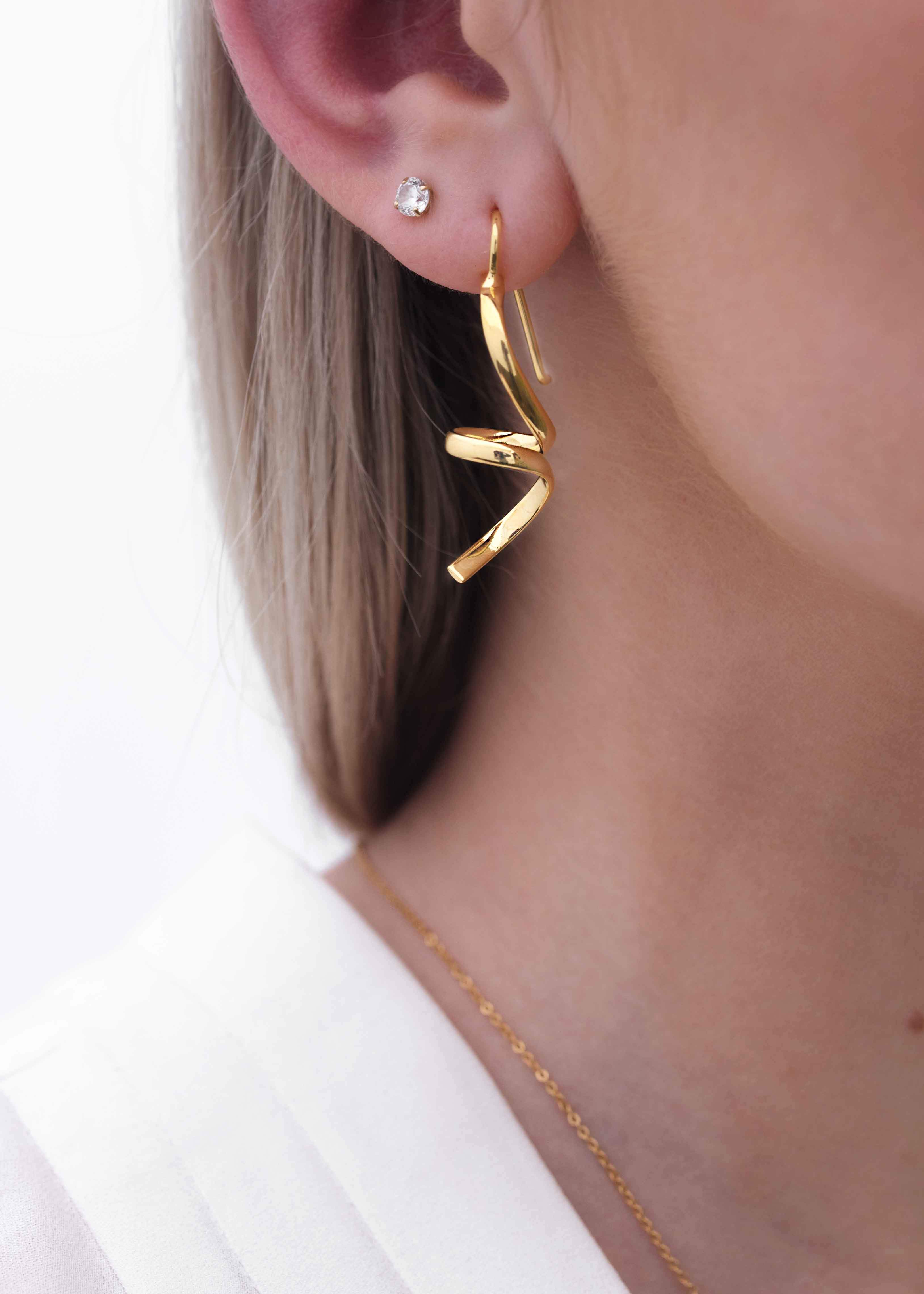 Small Abstract Earrings Gold