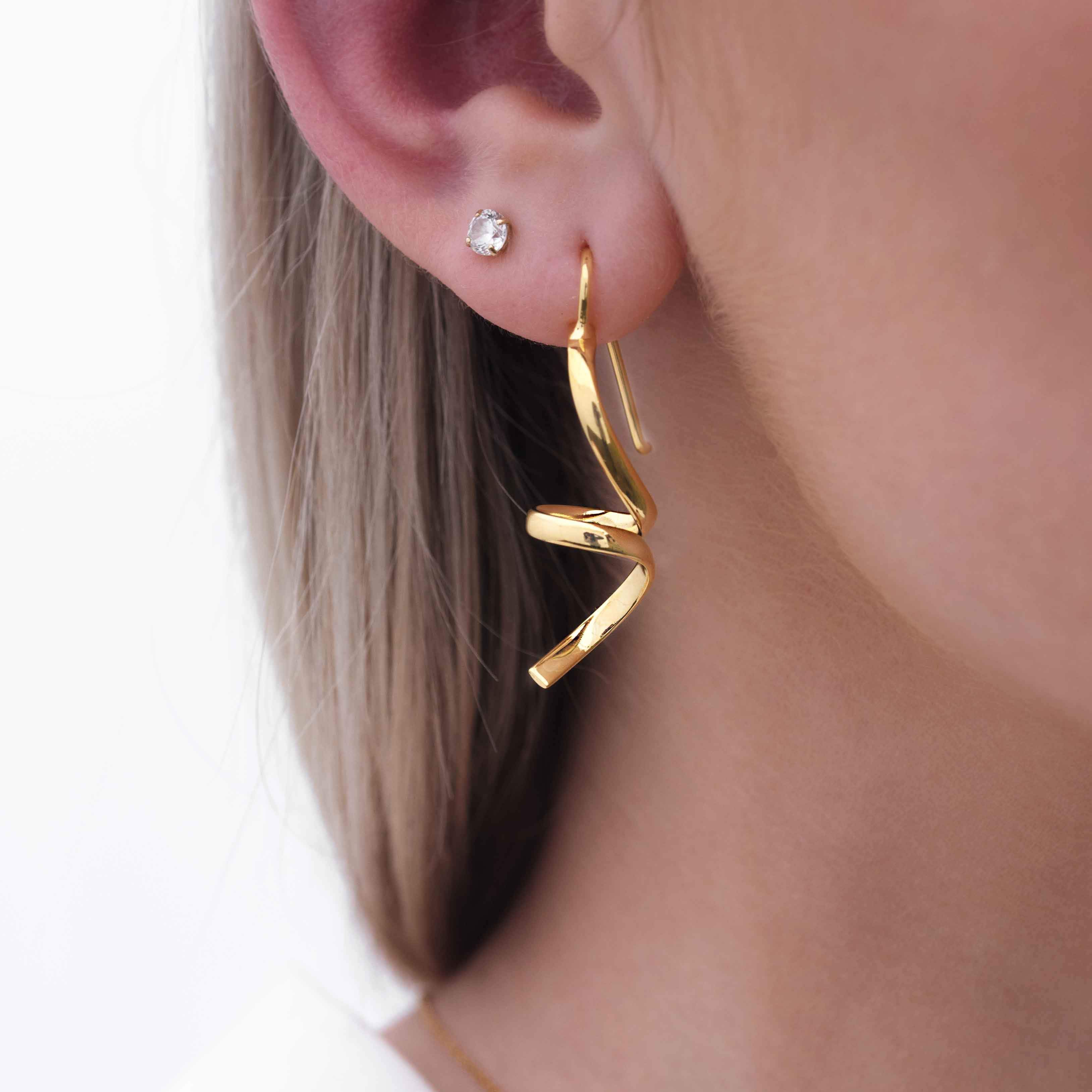 Small Abstract Earrings Gold