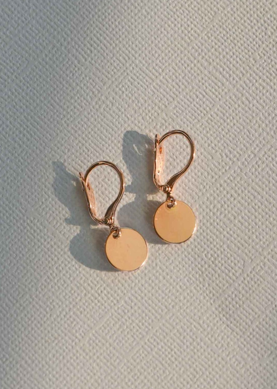 Simple Delicate Rose Gold Disc Earrings