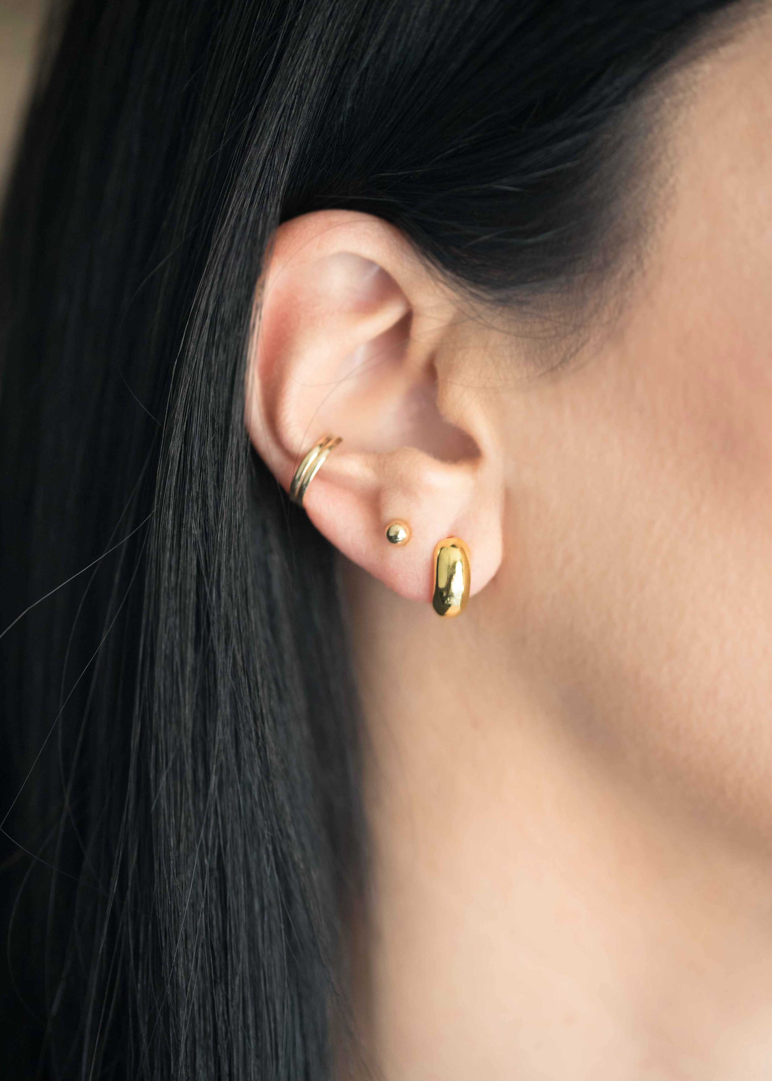 Gold huggie hoop earrings chunky