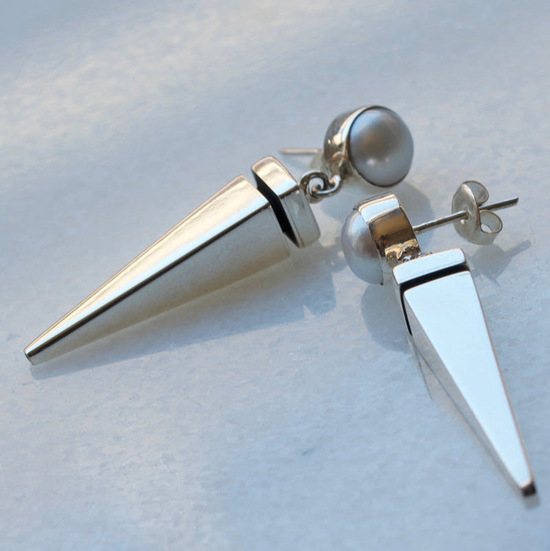 spike and pearl earrings