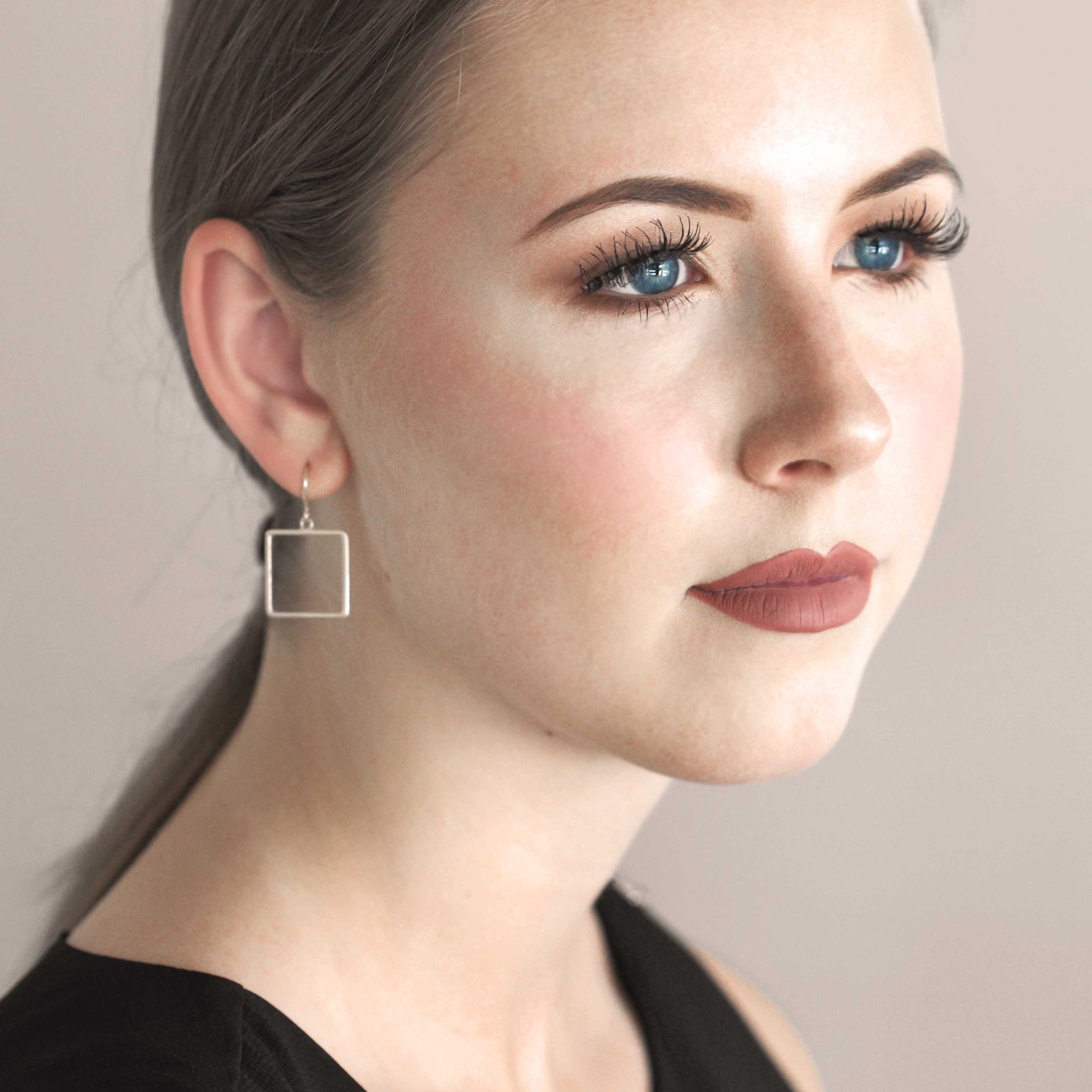 geometric silver earrings minimal delicate dangle gifts for her girls women sterling silver