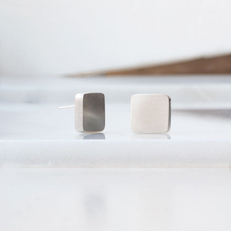 square studs, geometric stud earrings