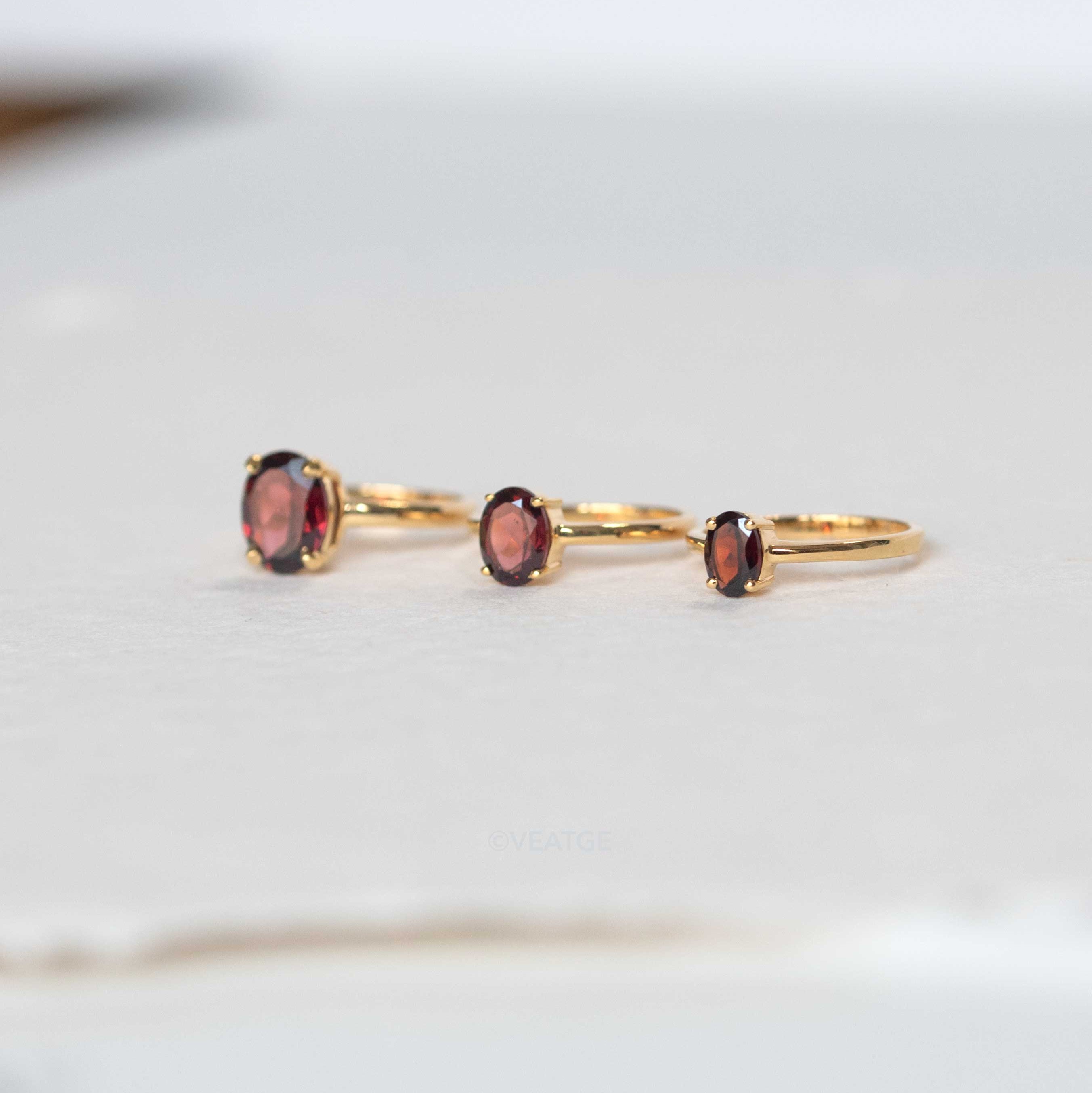 Garnet Rings Gold Vermeil Genuine natural red gemstone gifts for january birthstone women girls