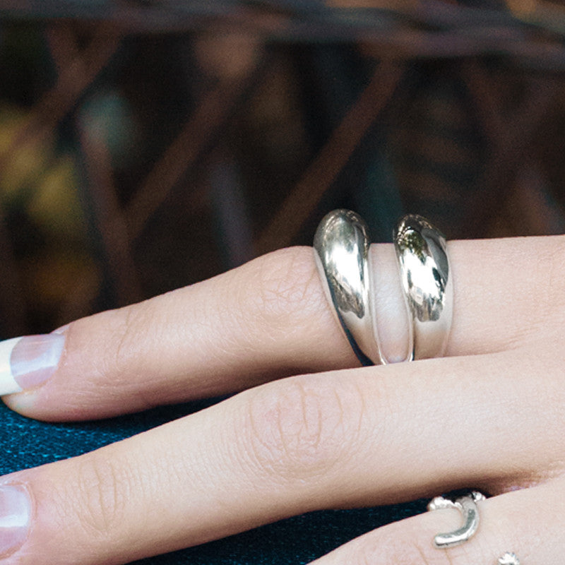 Two Dome Ring, Double Dome Ring Sterling Silver