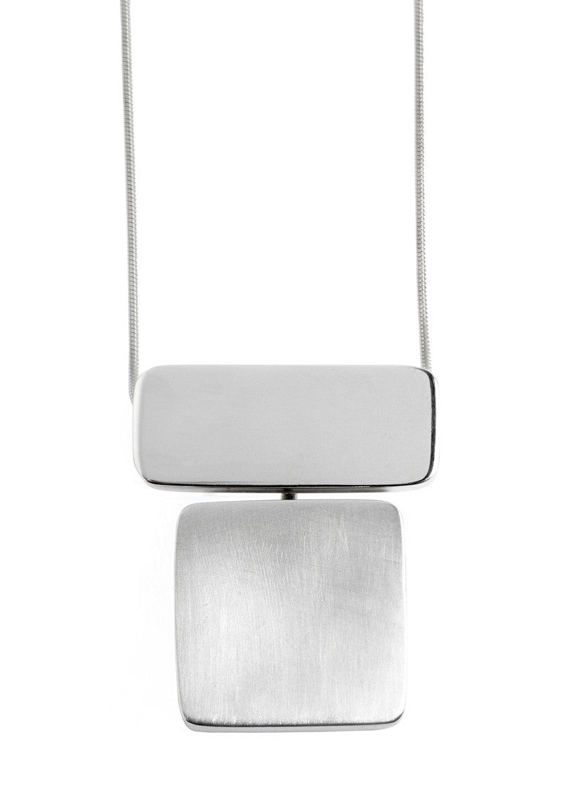 Geometric Silver Necklace Statement Bold Contemporary Modern Jewelry for Women