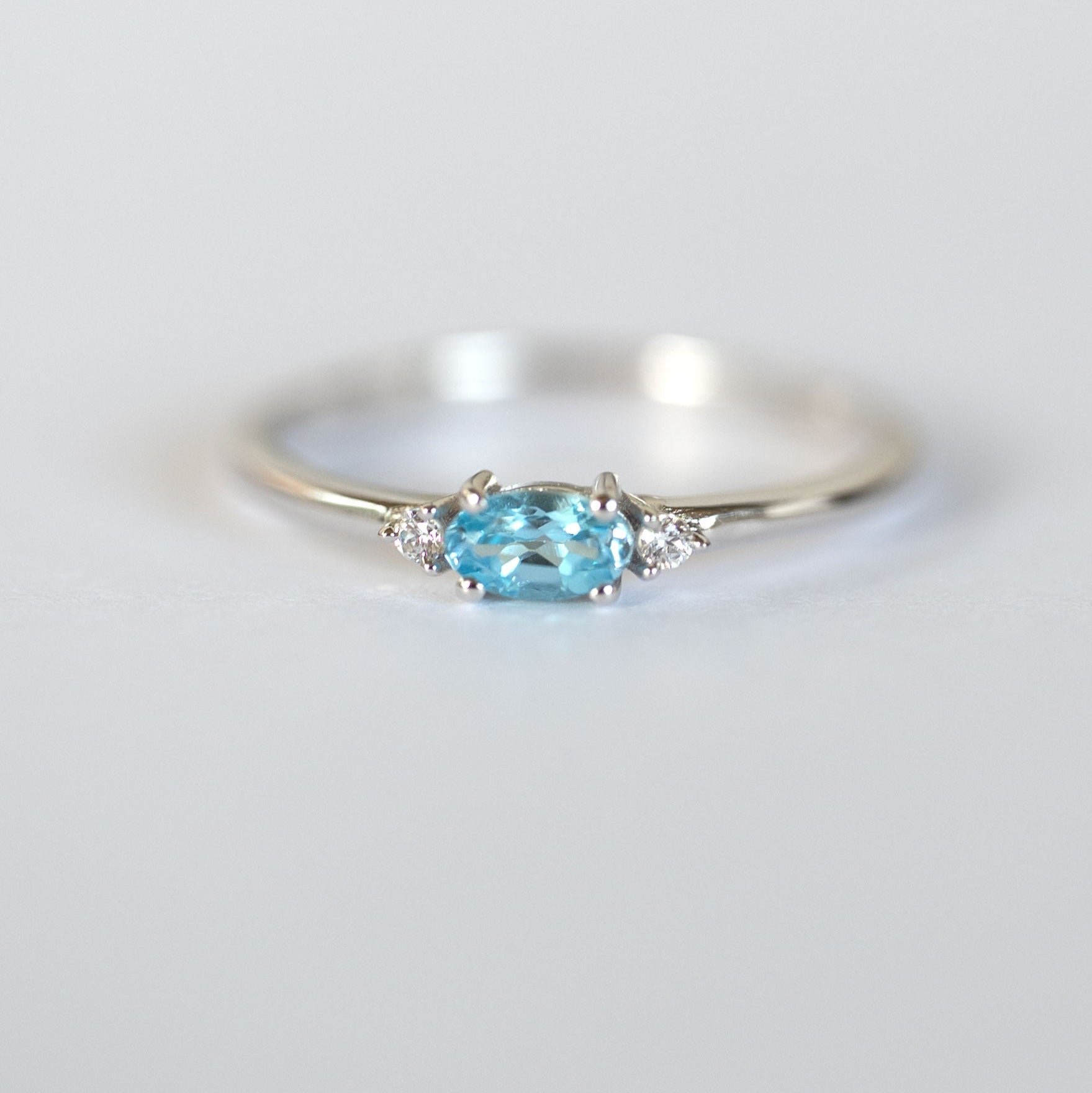December Birthstone - Blue Topaz Stacking Ring
