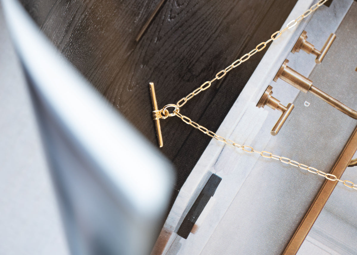 14k Gold Filled T Bar Necklace