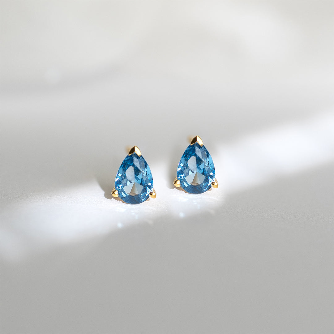 Aquamarine Pear Necklace and Earring Gift Set