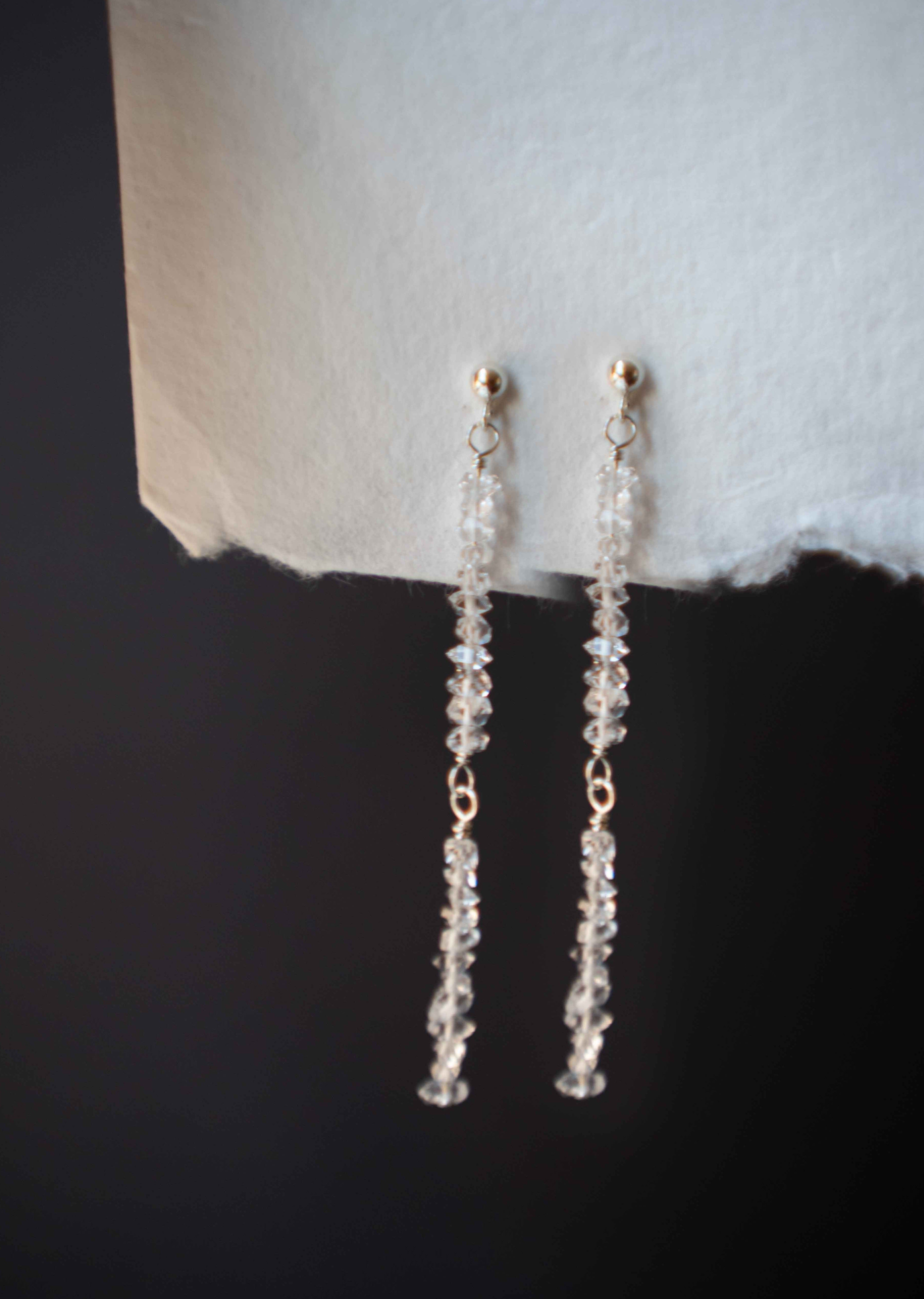 Herkimer Diamonds Dangle Earrings, Sterling Silver Leverback Earrings, April Birthstones Holiday Gift for Best Friend