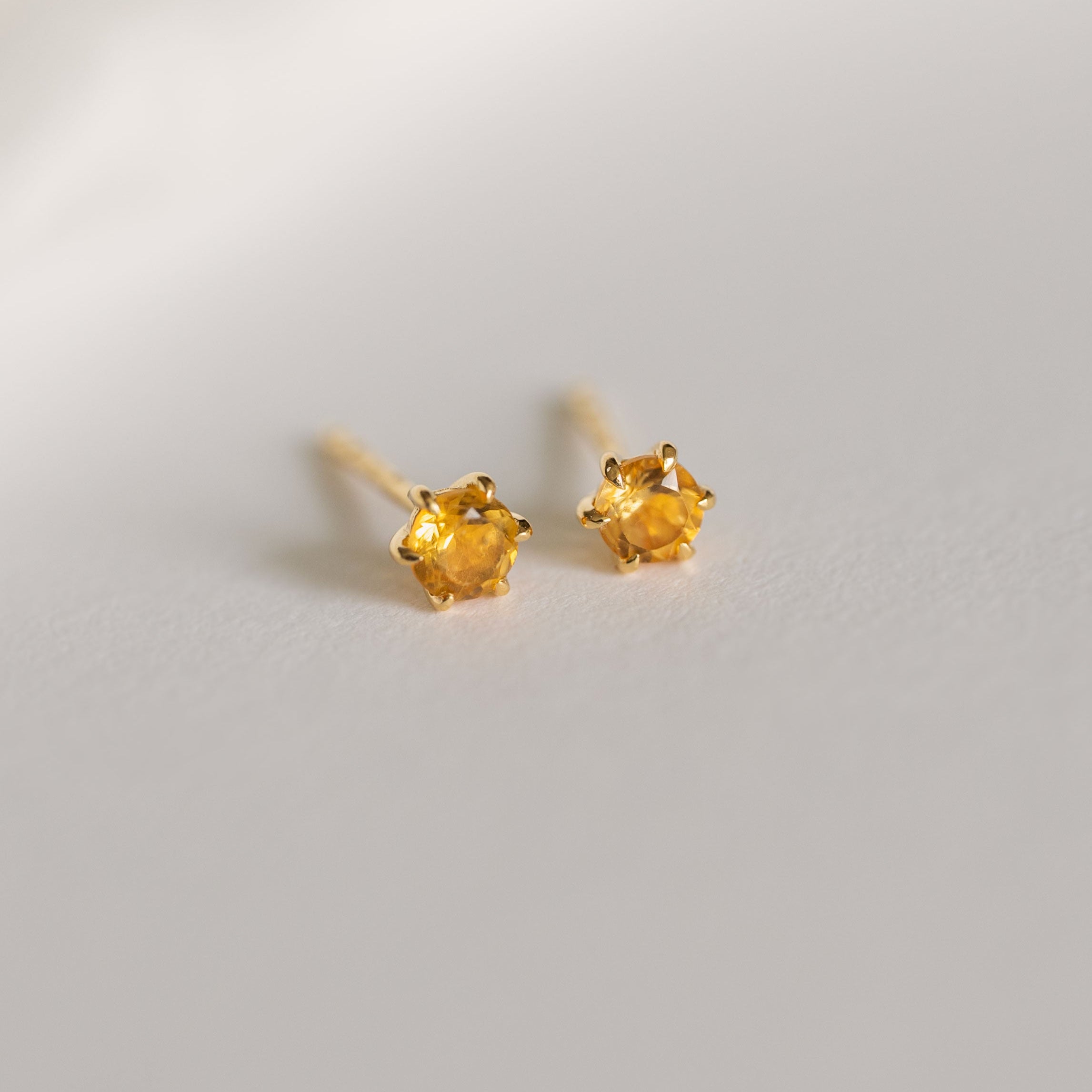 Martini Citrine Studs November Birthstone gold