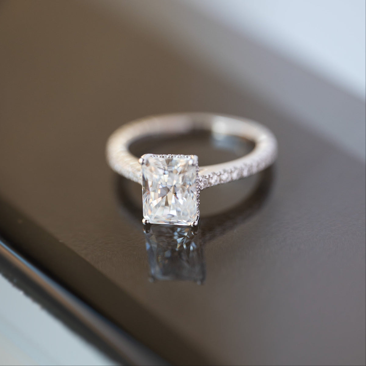 3ct Radiat Cut Moissanite Diamond Engagement Ring for Women in 925 Sterling Silver Anniversary Birthday Gifts