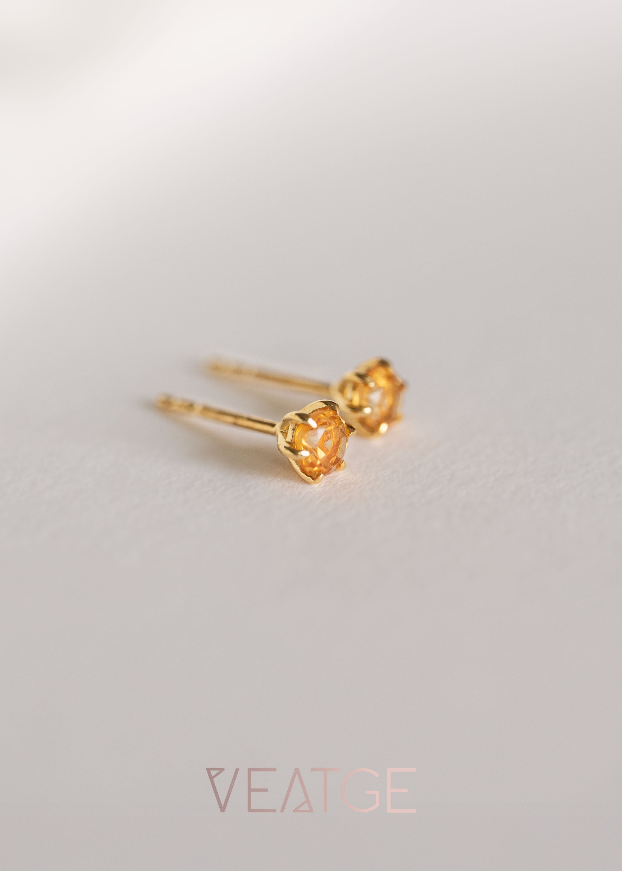 Martini Citrine Studs November Birthstone gold