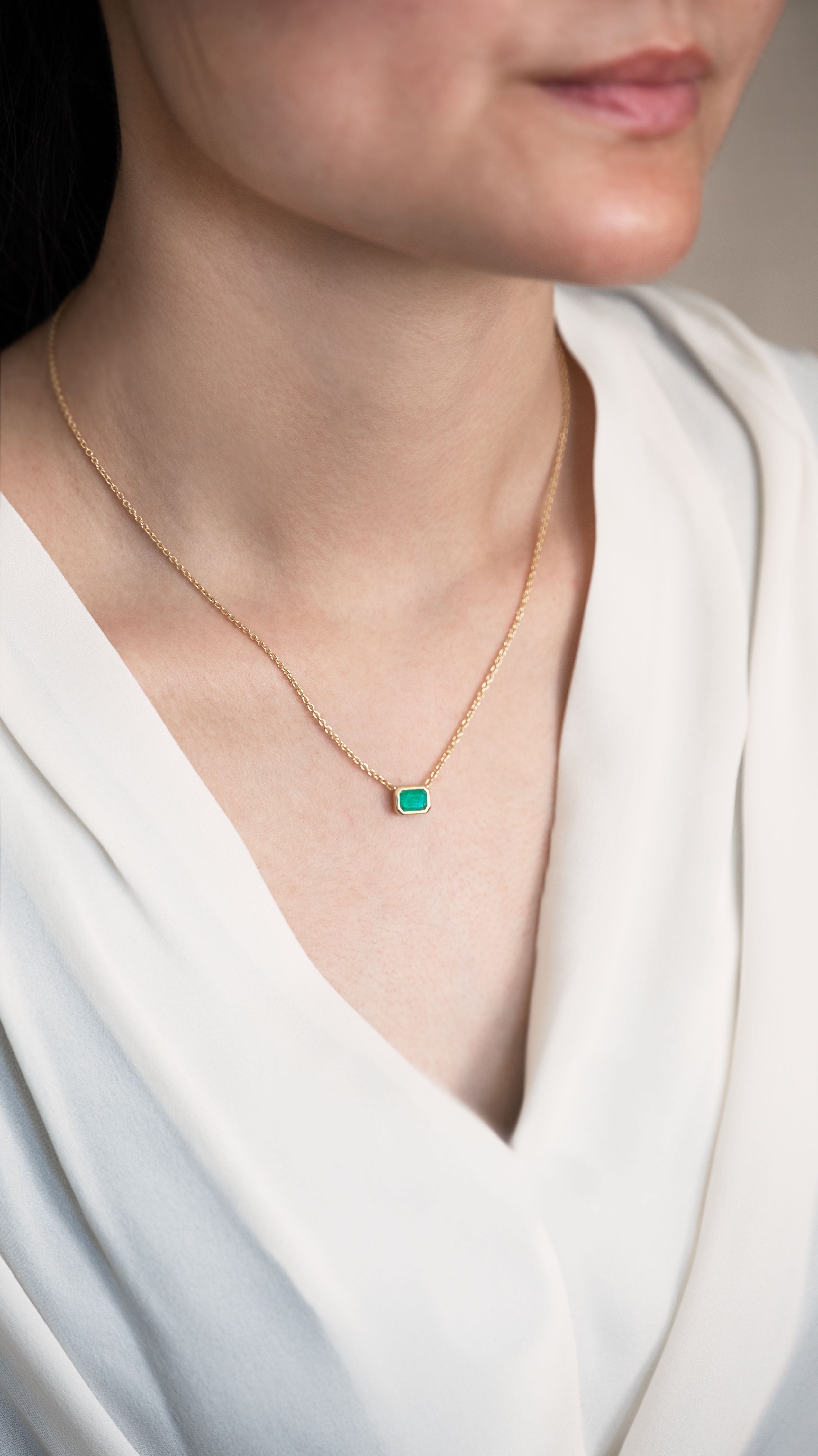 Emerald Necklace Emerald Cut 1 CT.