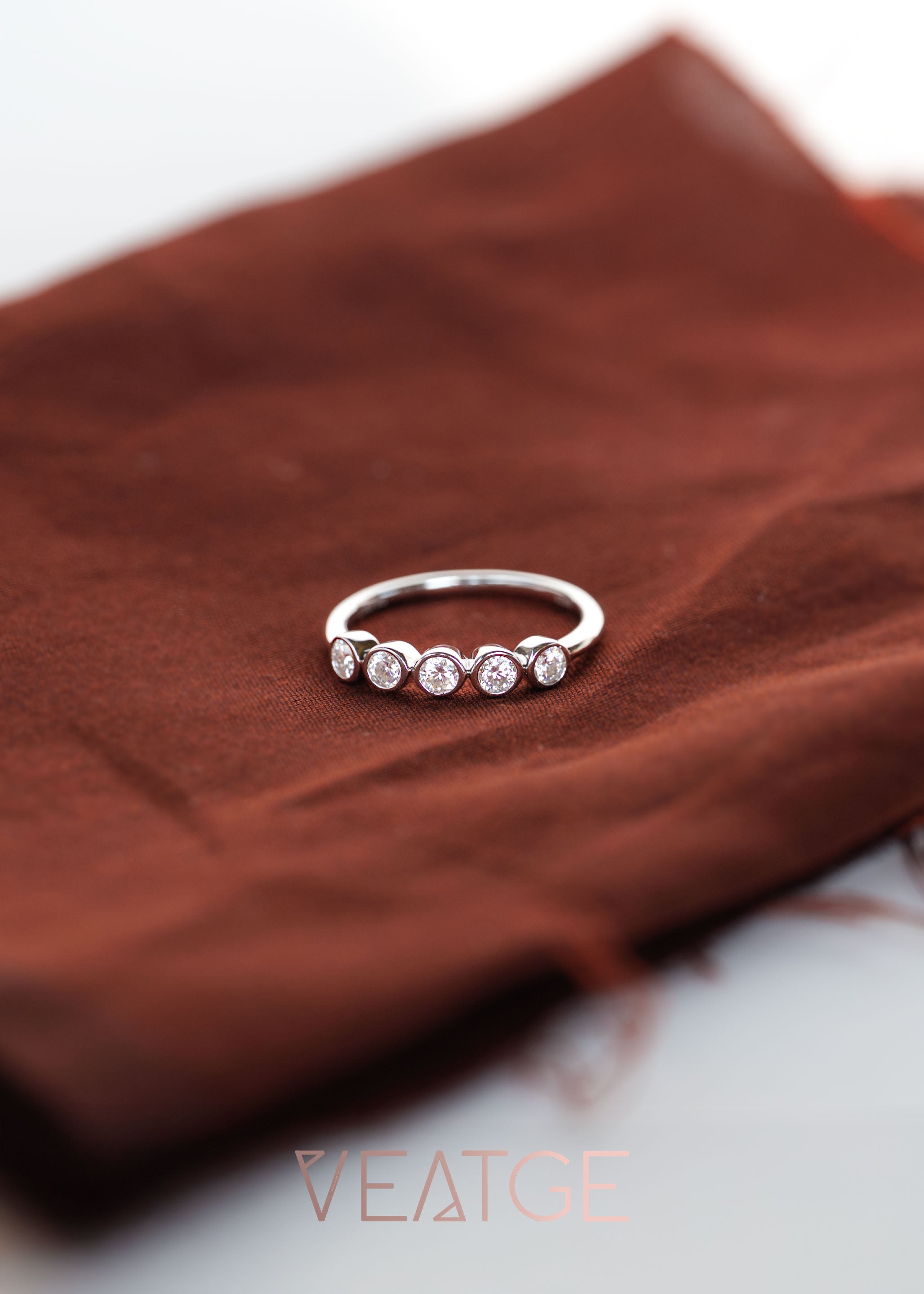 Moissanite Wedding Band Half Eternity, 5 stone Moissanite Diamond Ring Silver 925 Anti-tarnish, Simple Wedding Band for Women Birthday Gifts, 5th Anniversary Gift for Wife