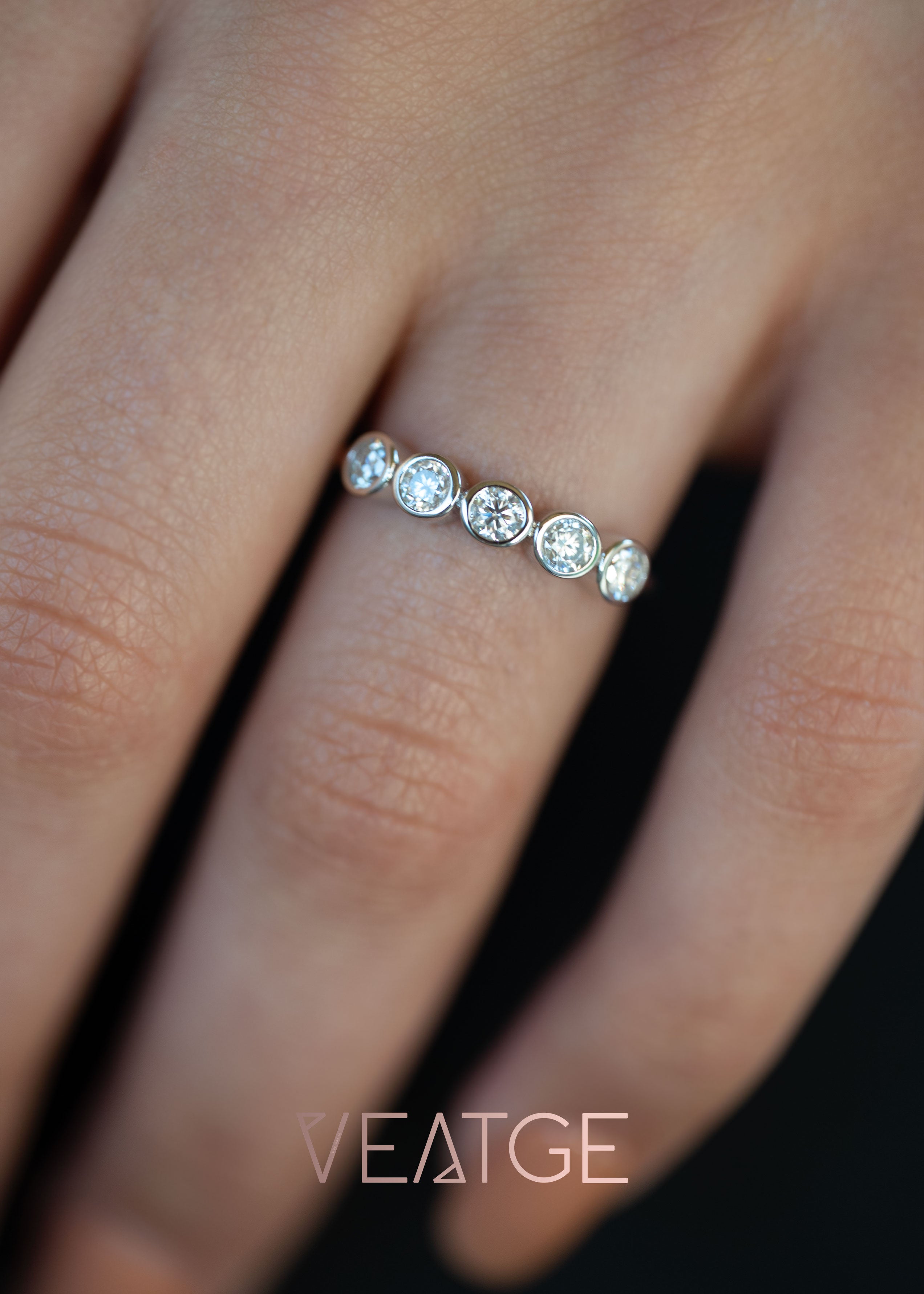 Moissanite Wedding Band Half Eternity, 5 stone Moissanite Diamond Ring Silver 925 Anti-tarnish, Simple Wedding Band for Women Birthday Gifts, 5th Anniversary Gift for Wife