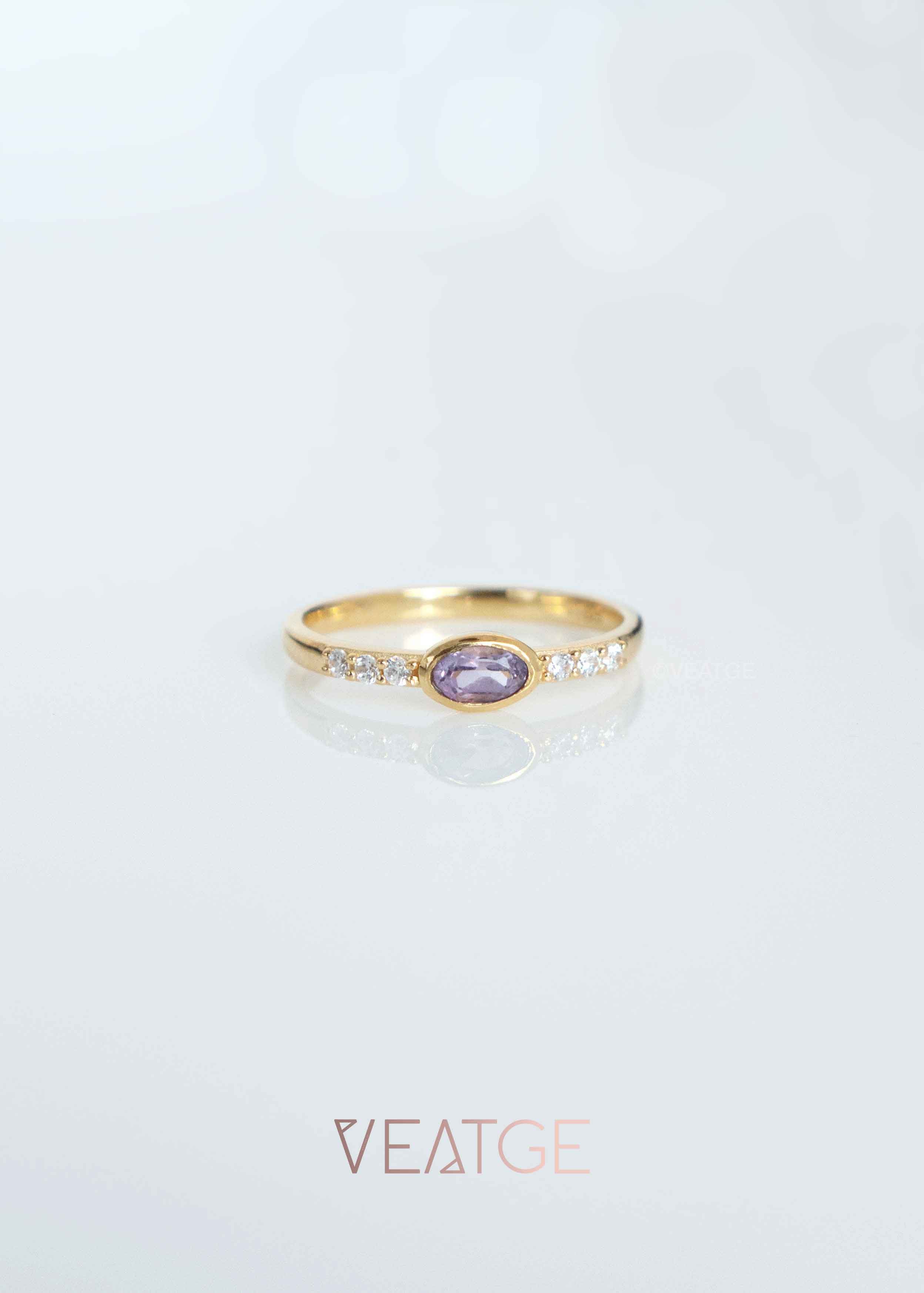 Real Amethyst Stacking Band Ring