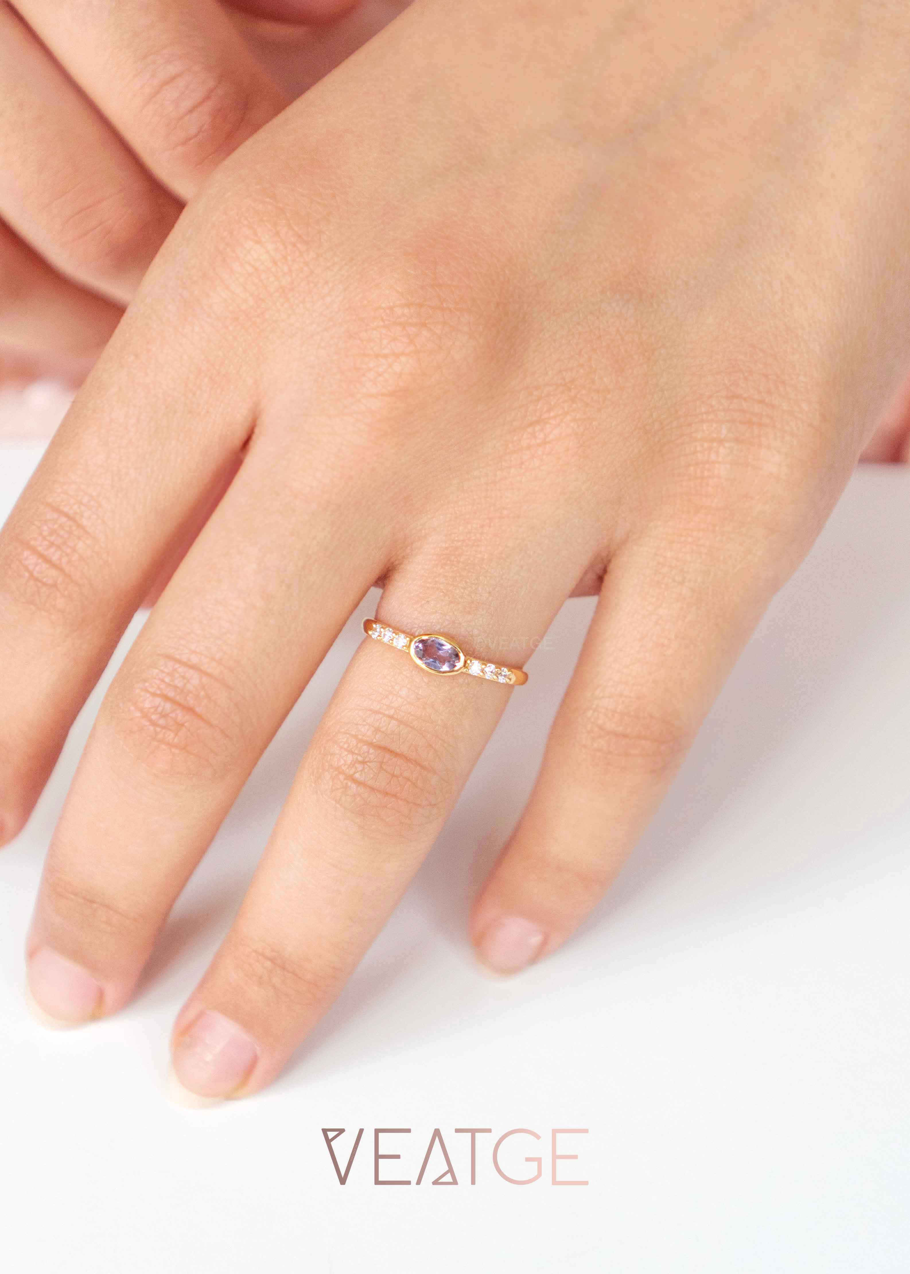 Real Amethyst Stacking Band Ring