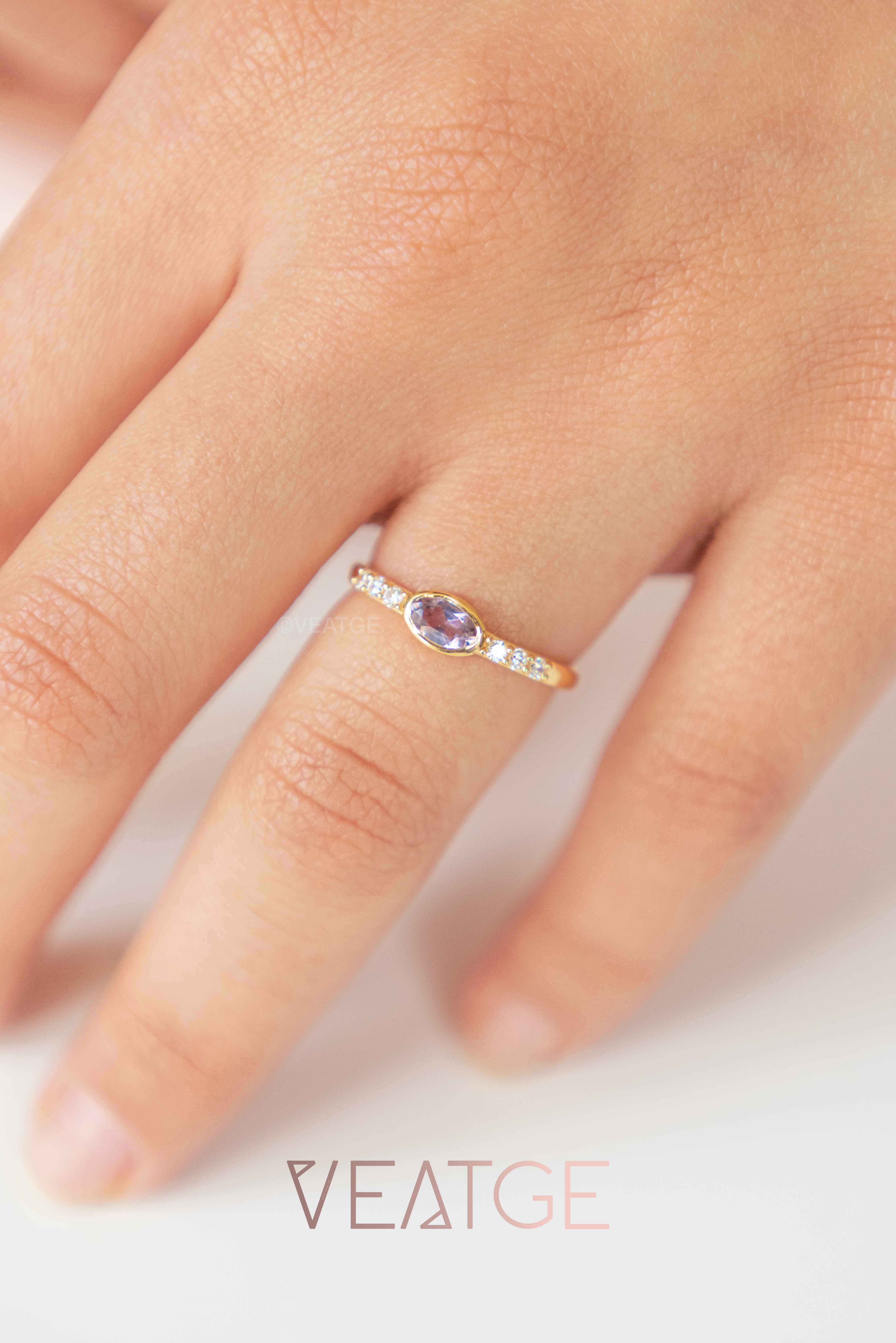 Real Amethyst Stacking Band Ring