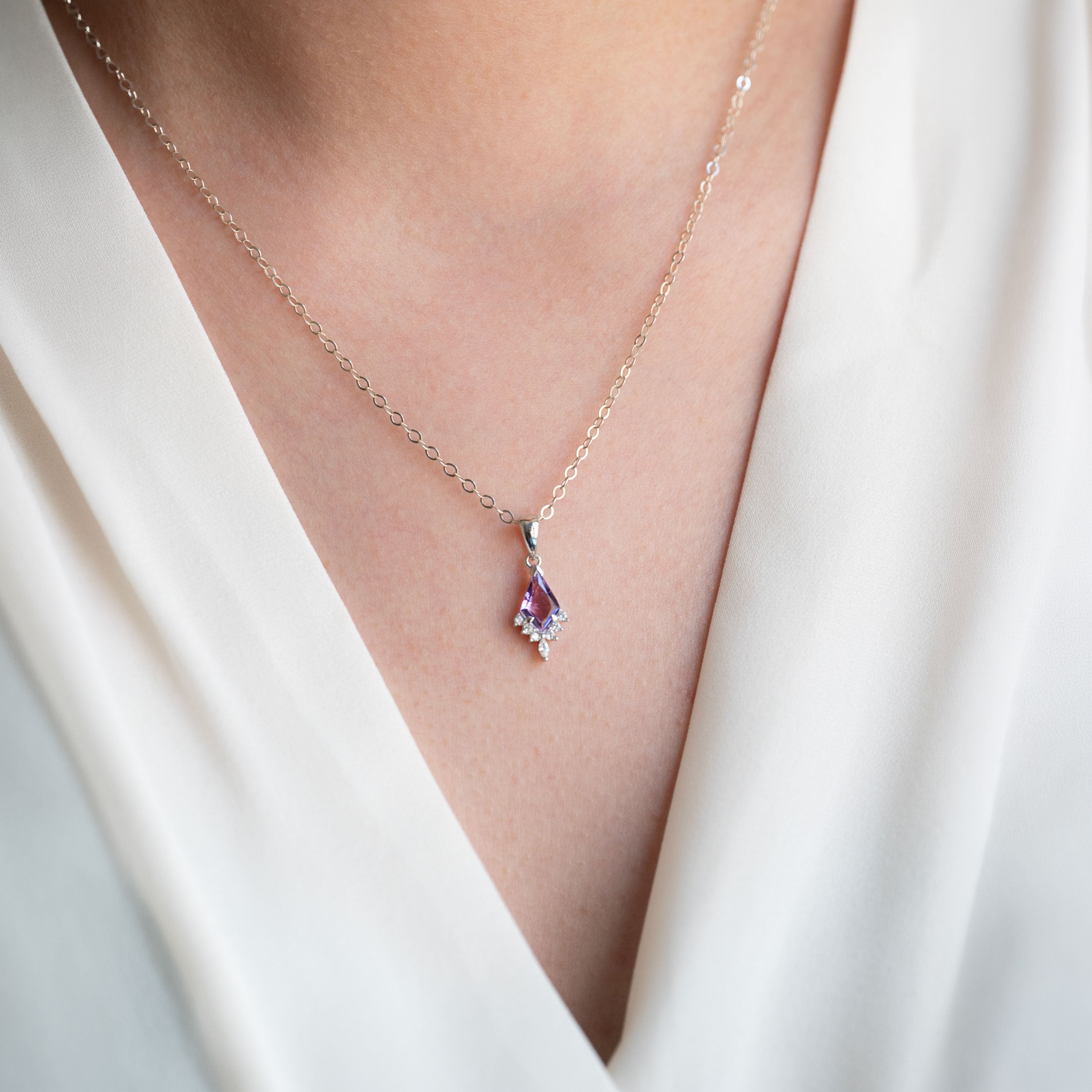 Kite Amethyst Necklace and Earrings Gift Set