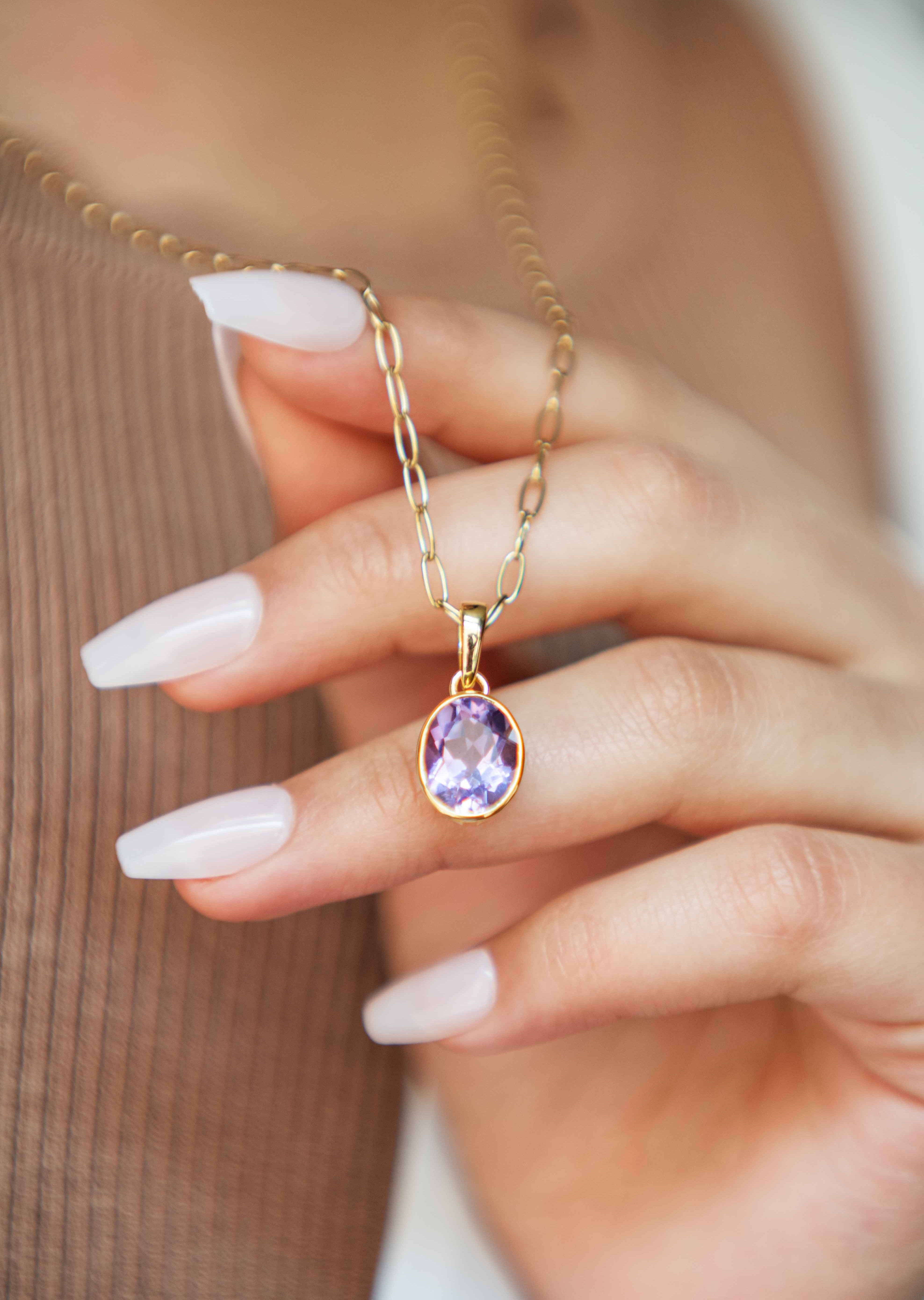 Amethyst Necklace Gold