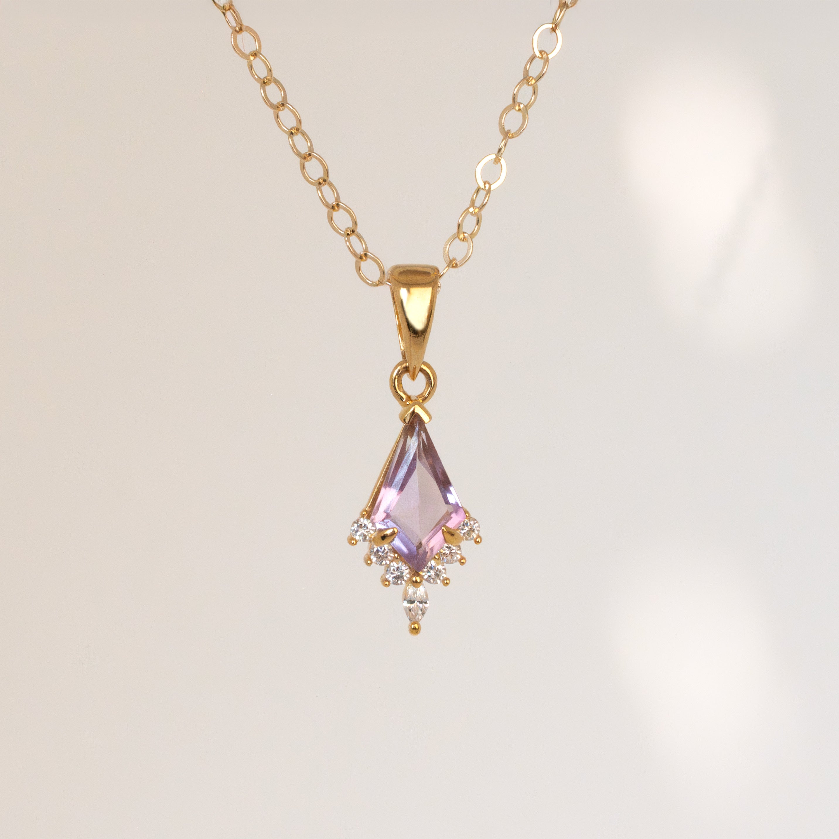 Amethyst_Necklace_Kite_Cut_Gold_Filled, February Birthstone, Natural Genuine Amethyst Jewelry, Unique Gifts for Women Birthday