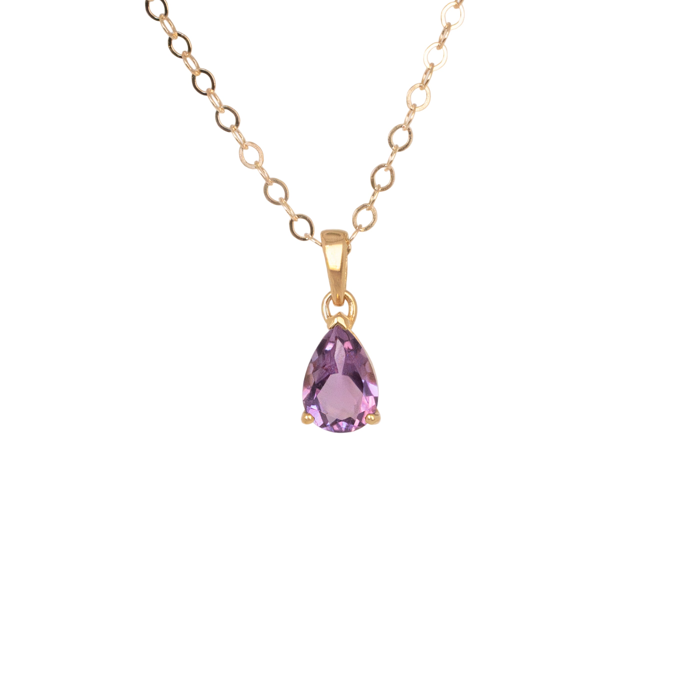 Natural Amethyst Necklace 14k Gold Filled Chain, February Birthstone Minimalist Birthday Gifts for Girls