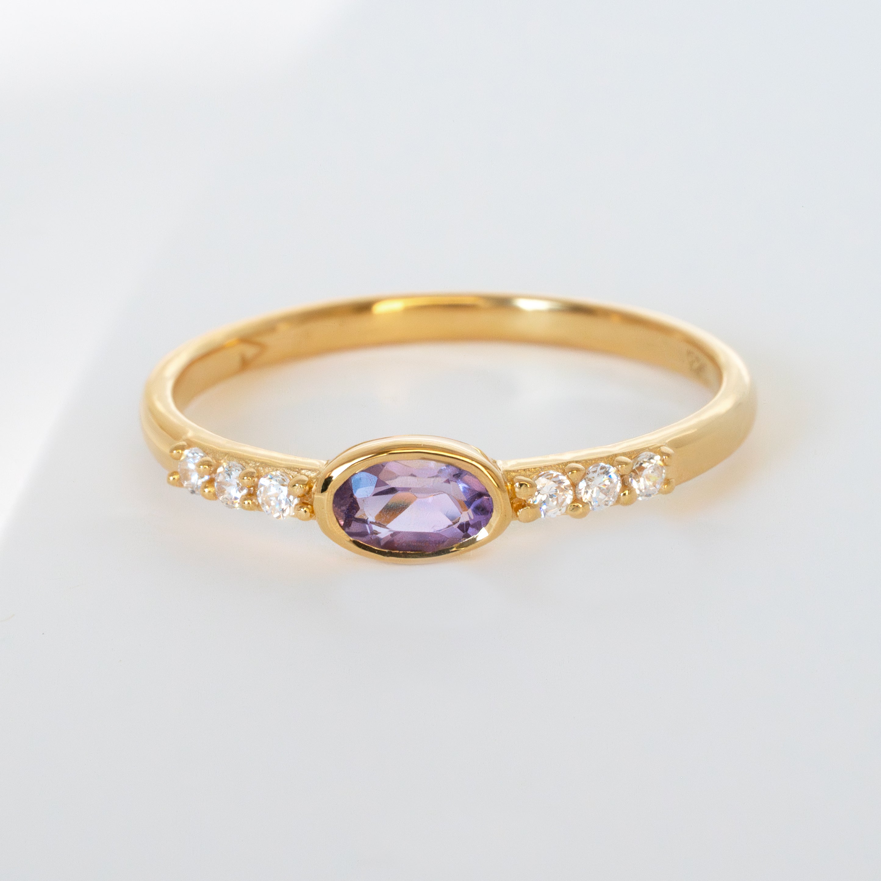 Gold Amethyst Stacking Ring Band