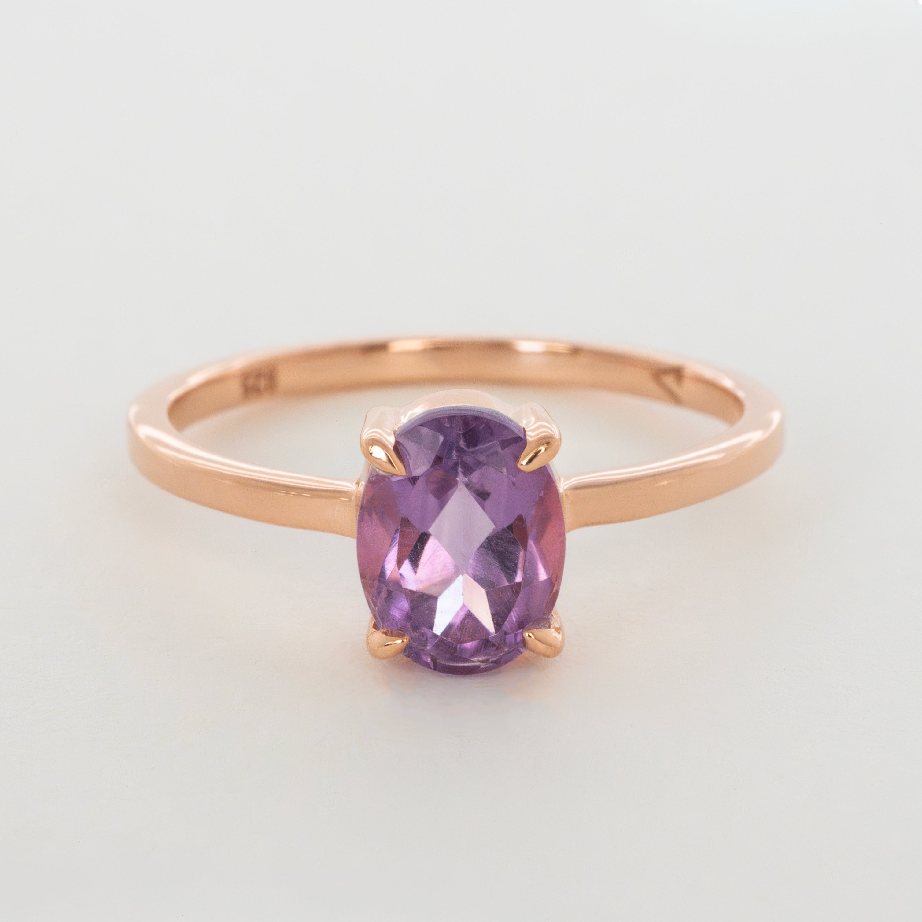 Amethyst-Rose Gold-Ring Veatge, February Birthstone Rings Gifts for Women