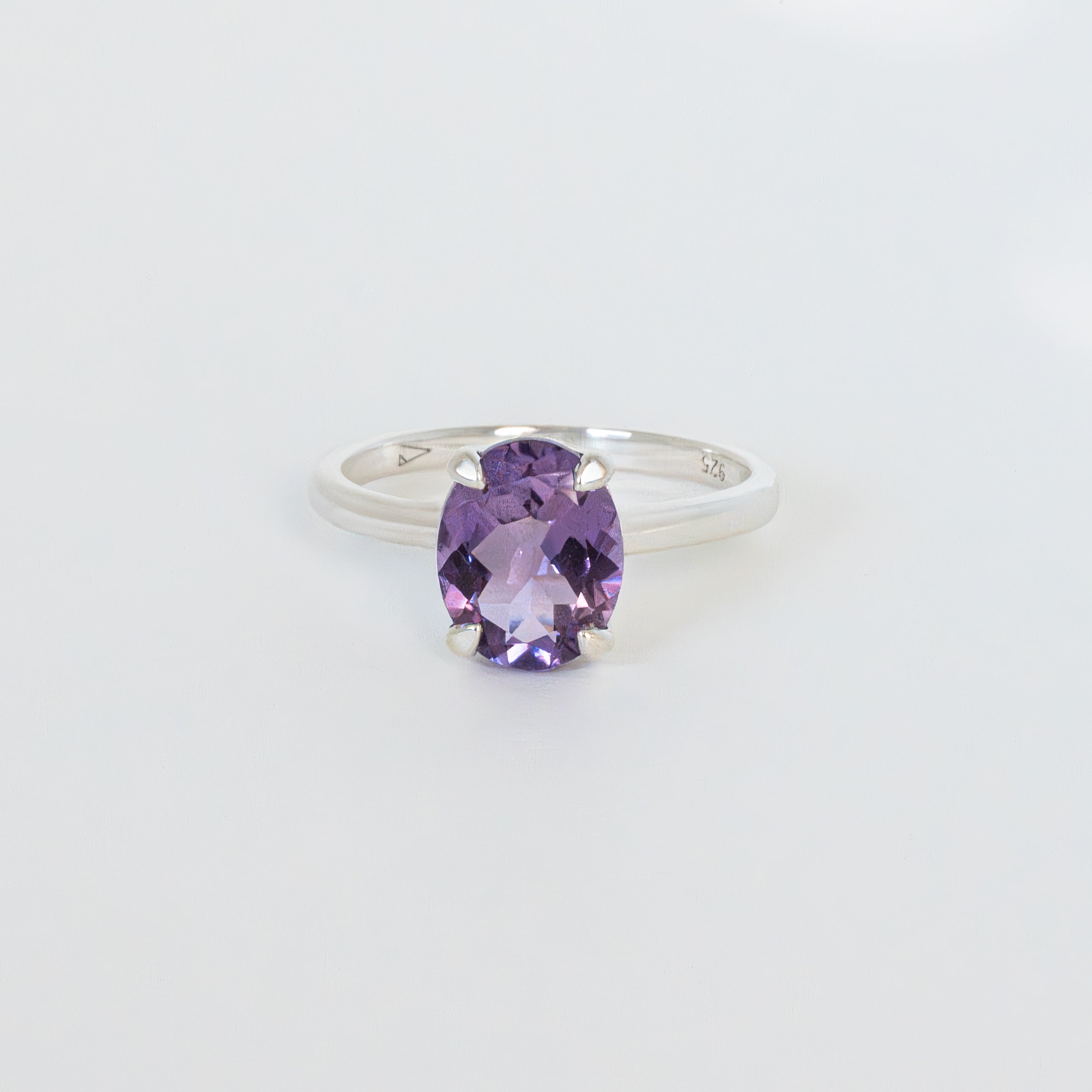 Large Amethyst Ring 925 sterling silver, Oval Natural Real Genuine Gemstone Engagement Ring for Women, Promise Ring, Proposal Ring for Girlfriend Wife Her, Mom Birthday Gift February Birthstone