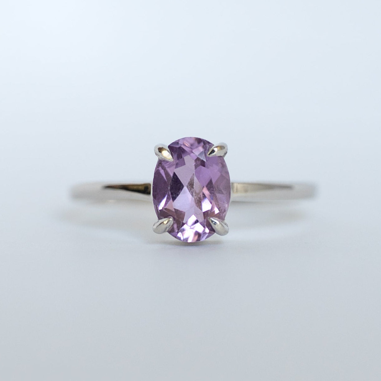 Amethyst Ring Sterling Silver 925, February Birthstone Gifts for Women, Natural Gemstone Rings 