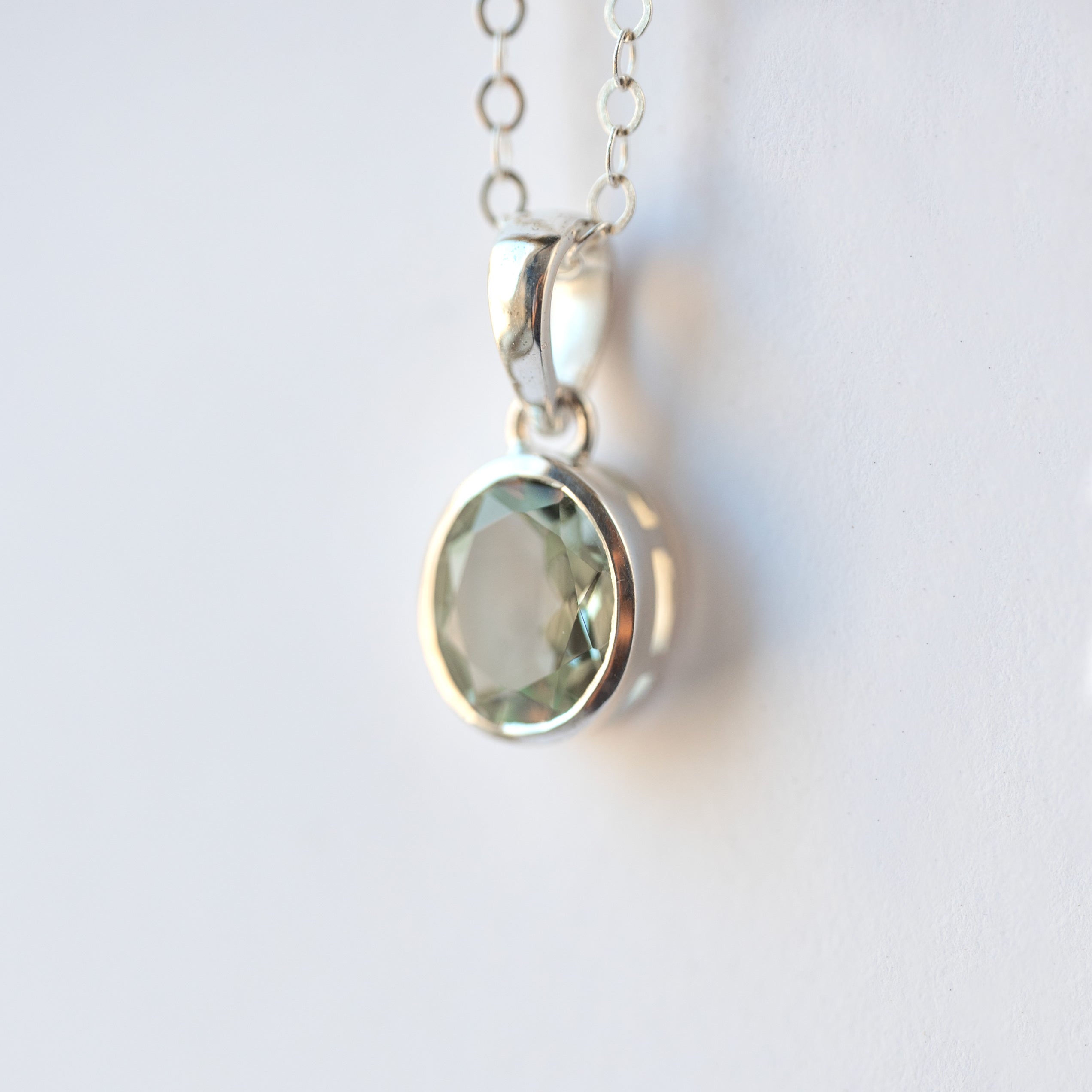 Green Amethyst Oval Necklace