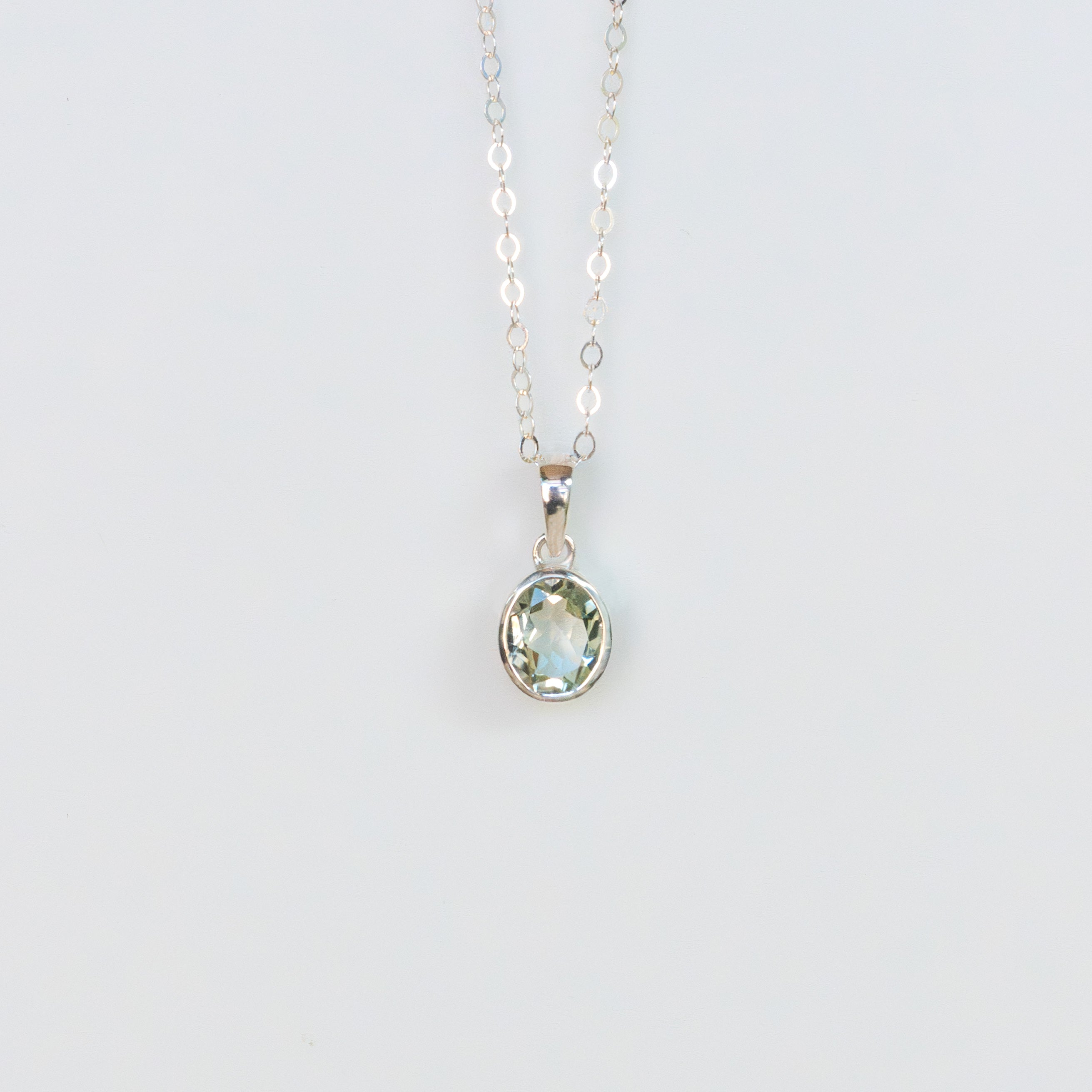 Green Amethyst Oval Necklace