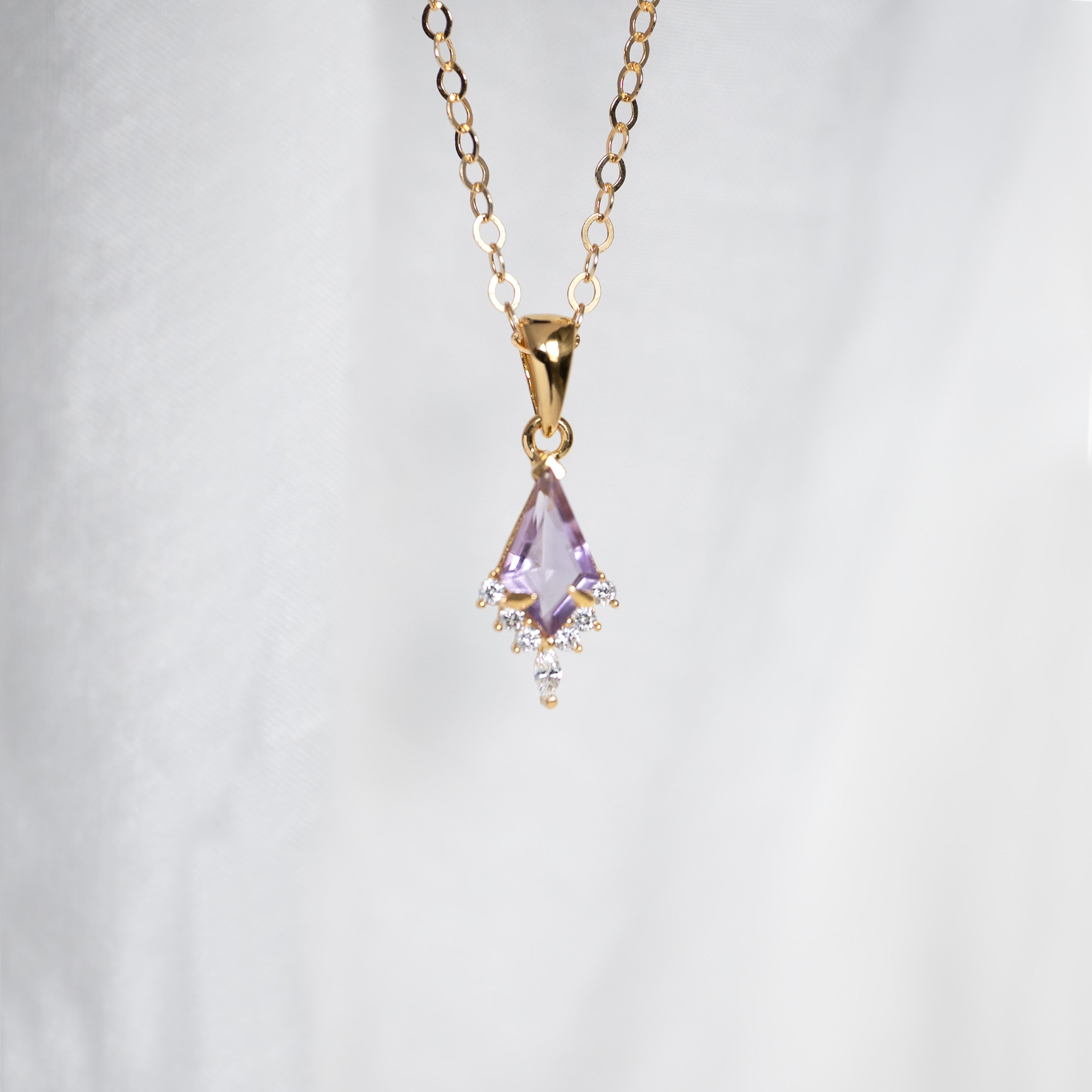 Amethyst Necklace Kite Cut Gold Filled 2
