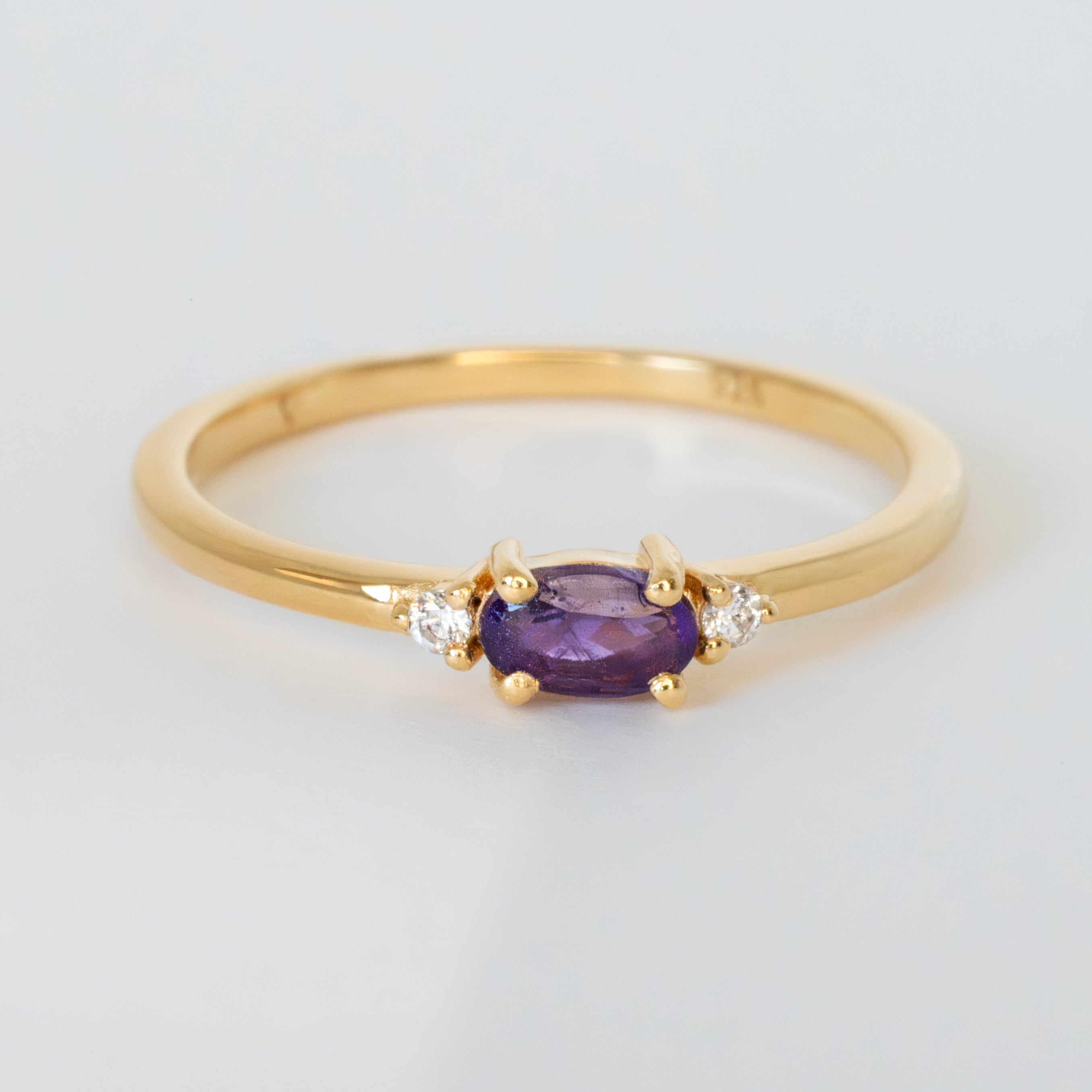 Amethyst Stacking Ring Gold, February Birthstone Gifts for Girls, Natural Amethyst Ring, Dainty Gold Rings
