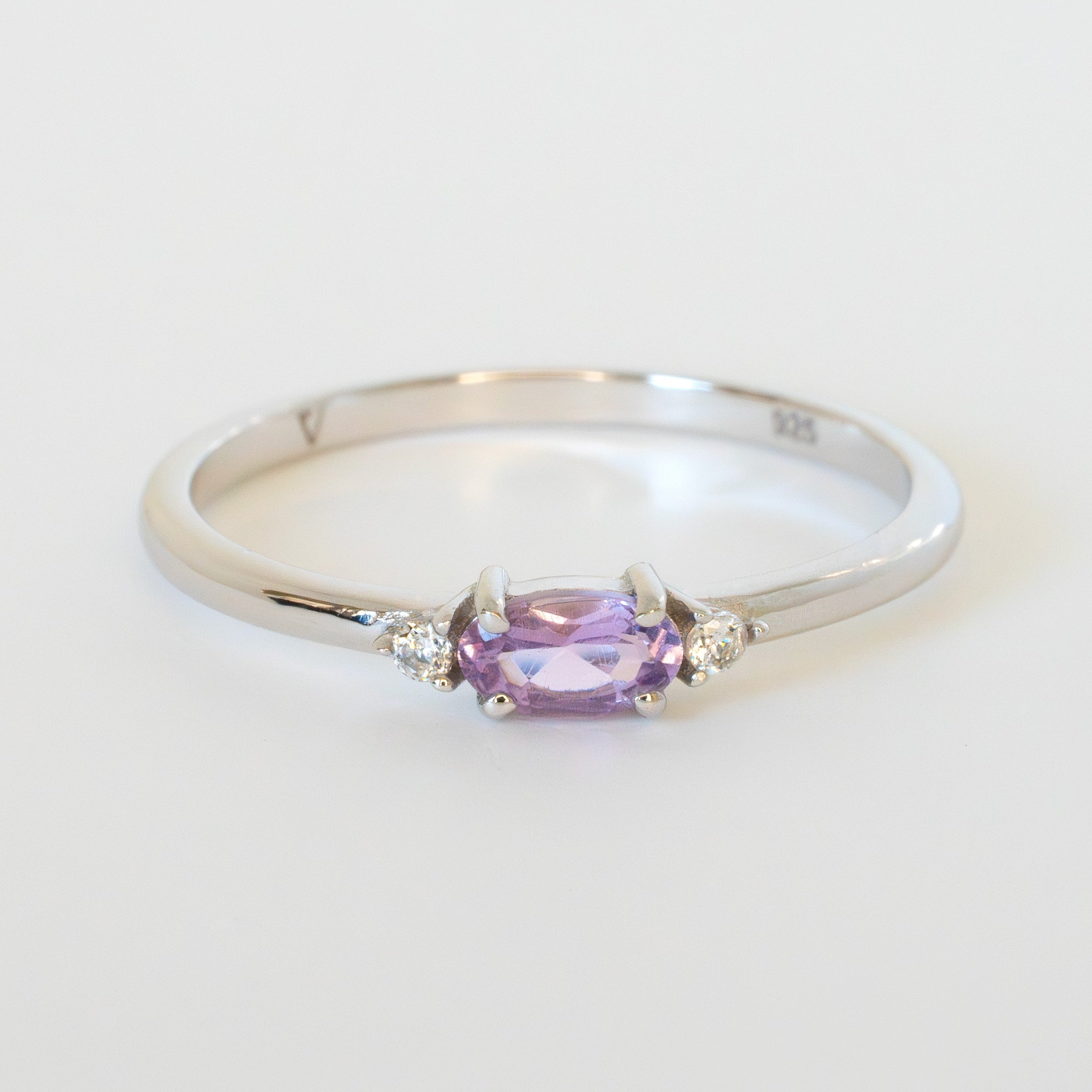 Amethyst Stacking Ring Sterling Silver, February Birthstone Gifts, Dainty Stacking Rings for Women