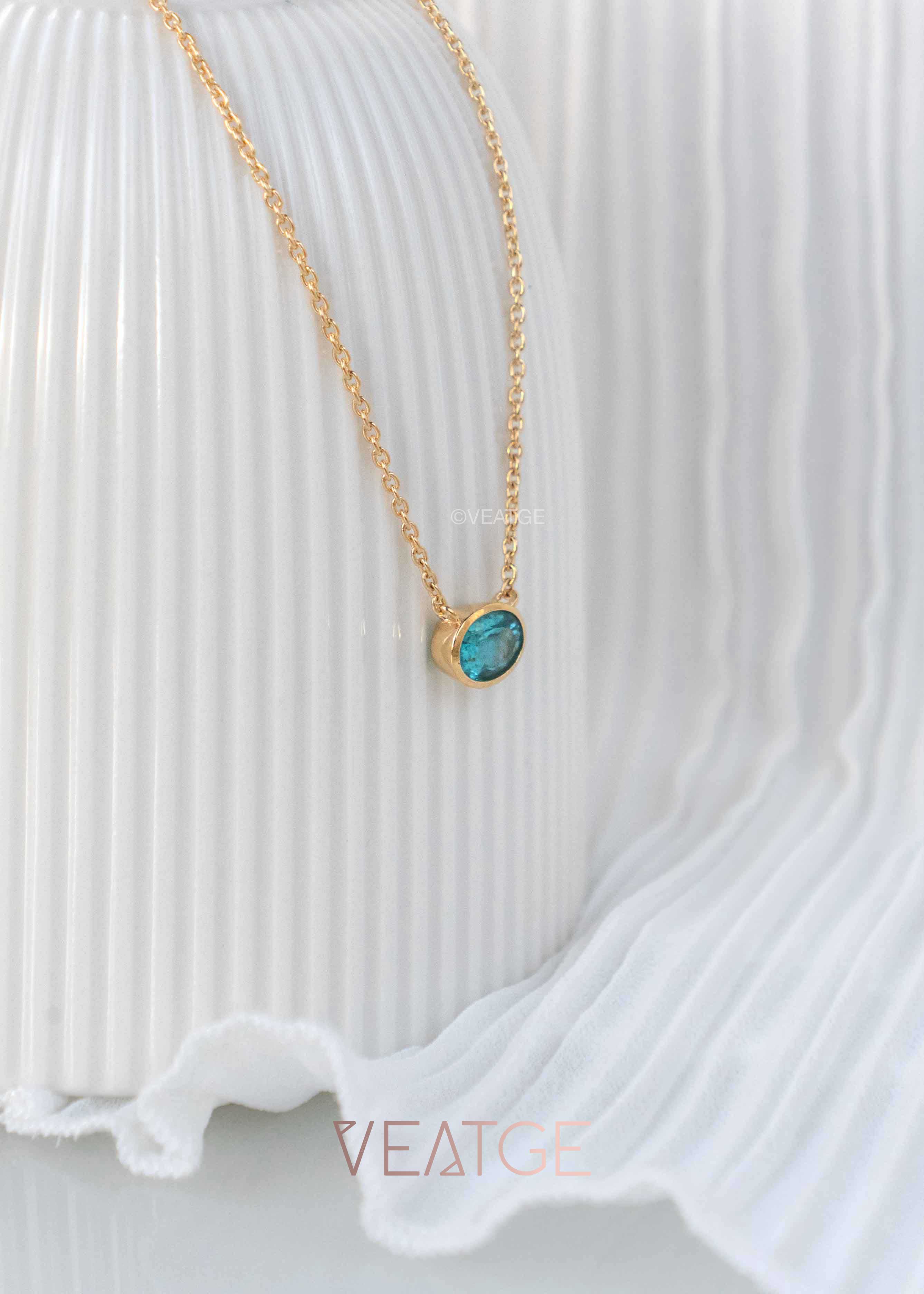 UNIKAT Apatite necklace, 2024 gemstone necklace in turquoise and silver, the optimism stone