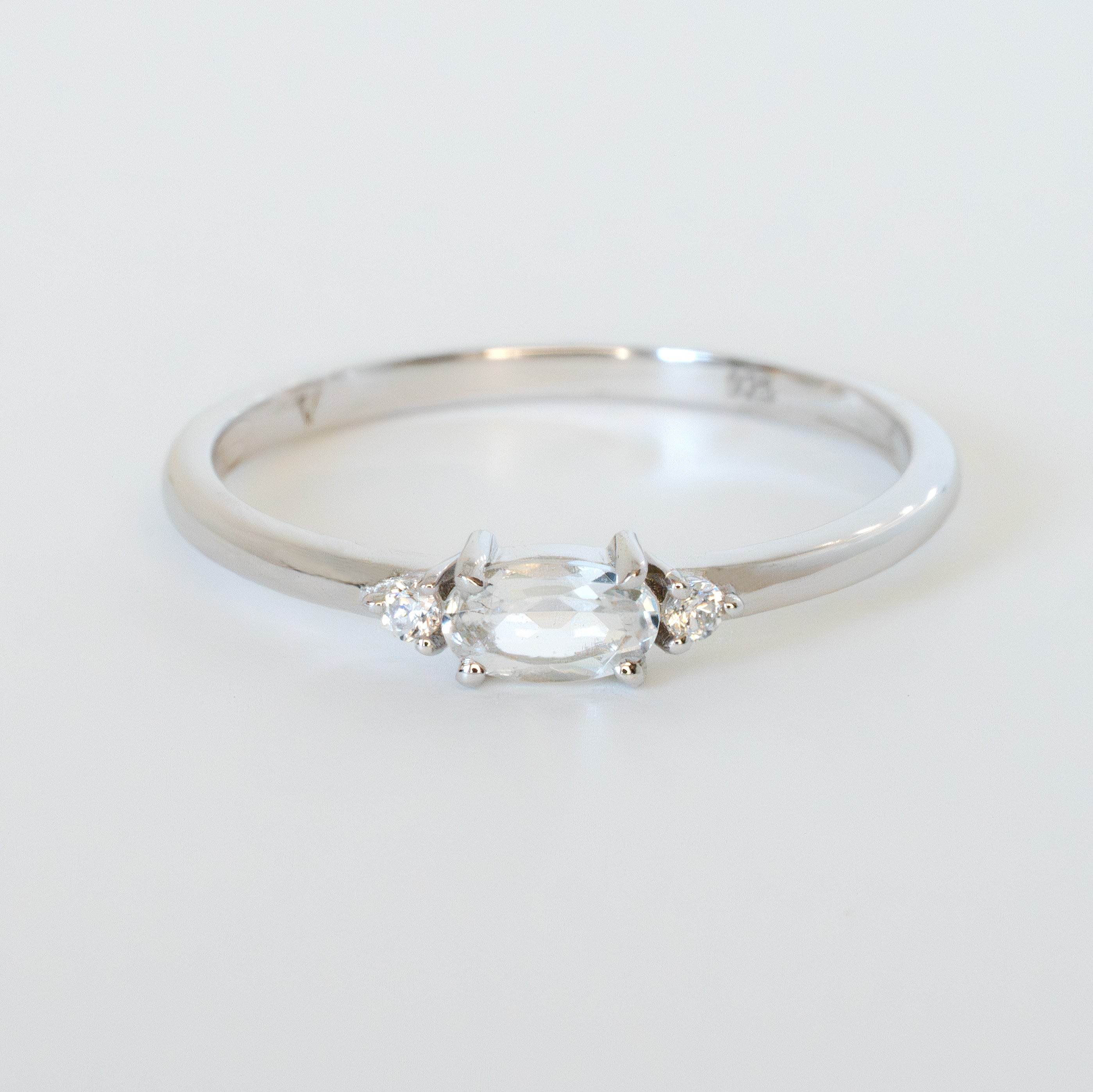 April Birthstone Ring Sterling Silver 925 White Topaz Natural Gemstone, Birthday Gifts for Girls, Stackable Rings for Women