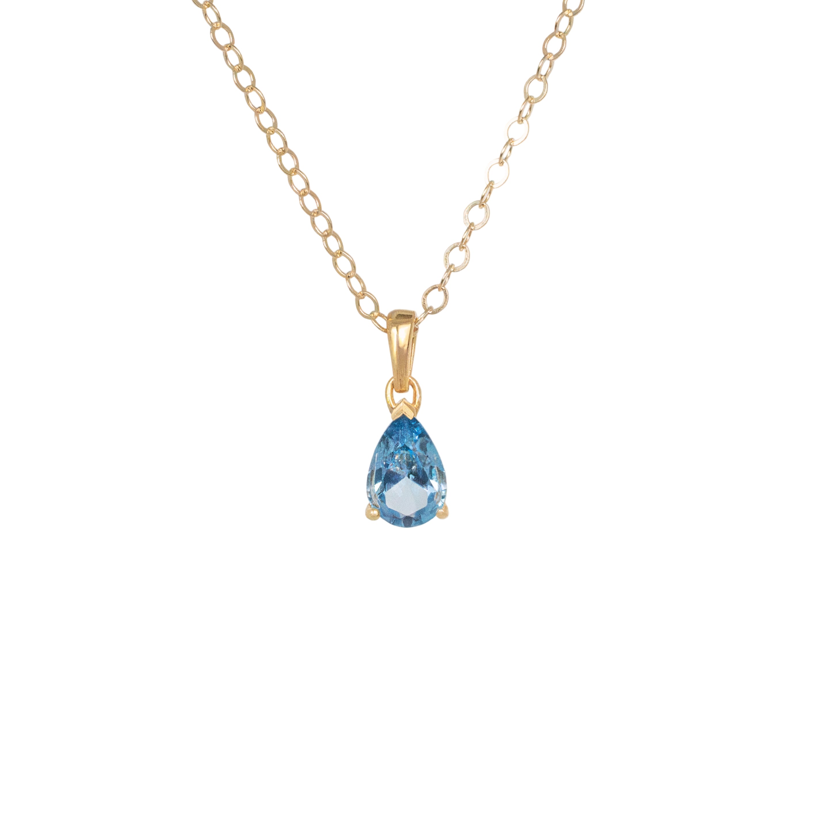 Aquamarine-Pear-Necklace 14k gold filled hypoallergenic March Birthstone Birthday Gifts for Girls