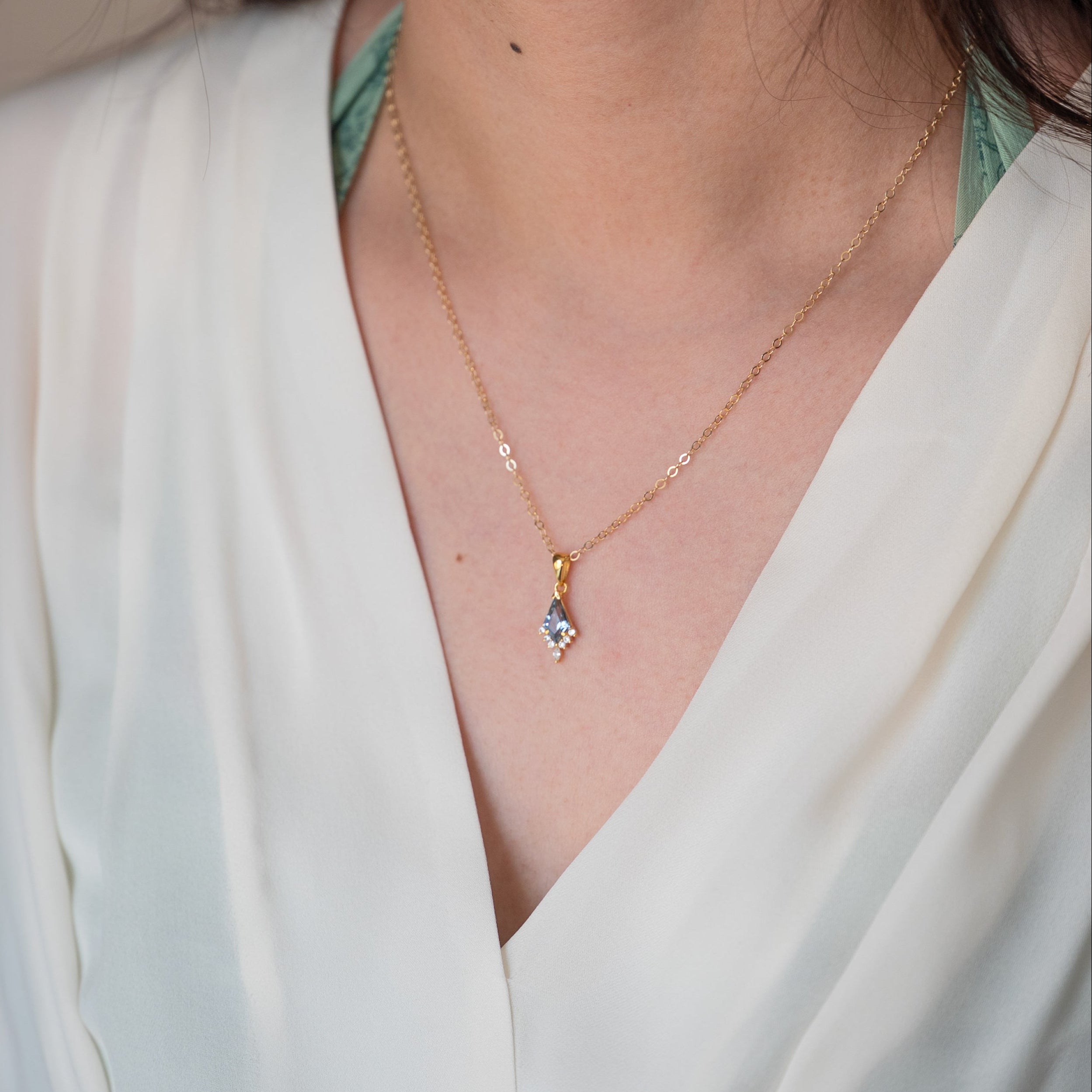 Aquamarine Kite Necklace gold