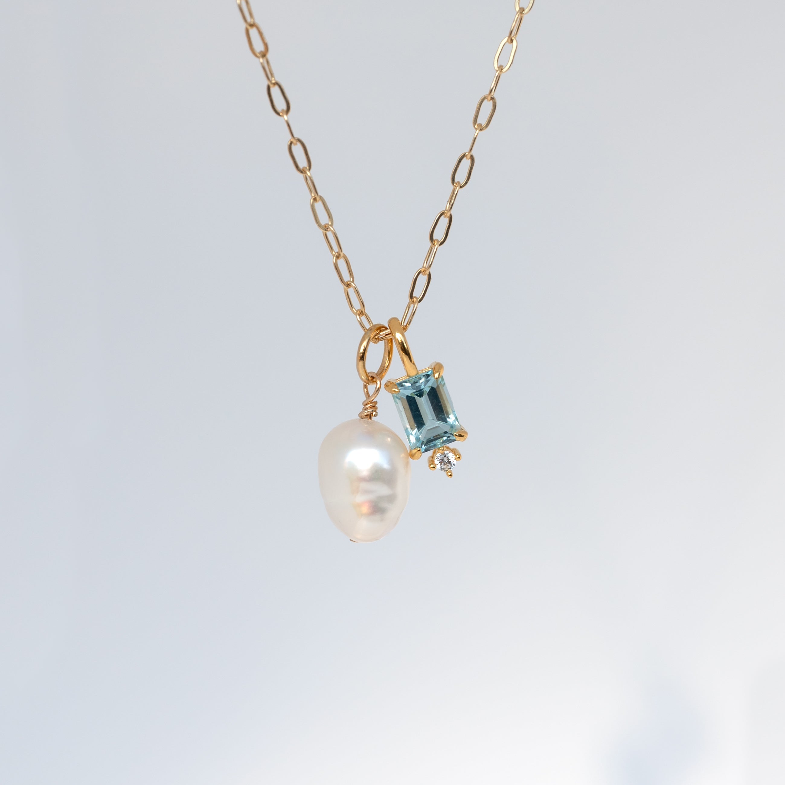 Aquamarine Baguette Birthstone Charm
