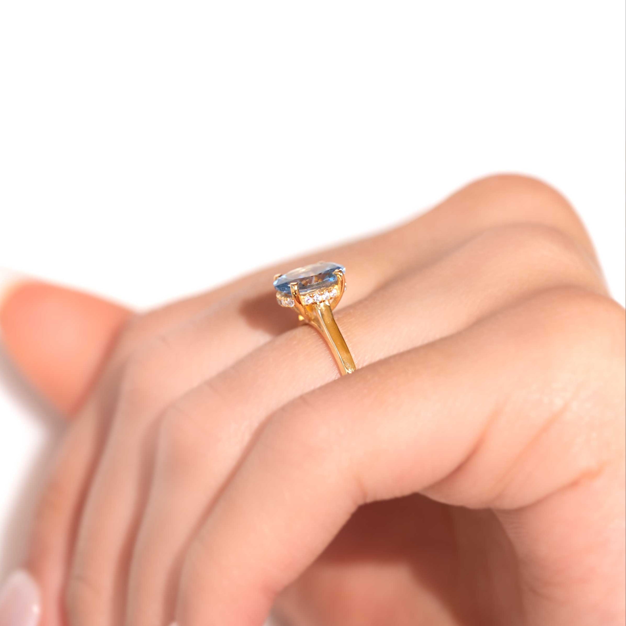 Aquamarine Ring Hidden Halo