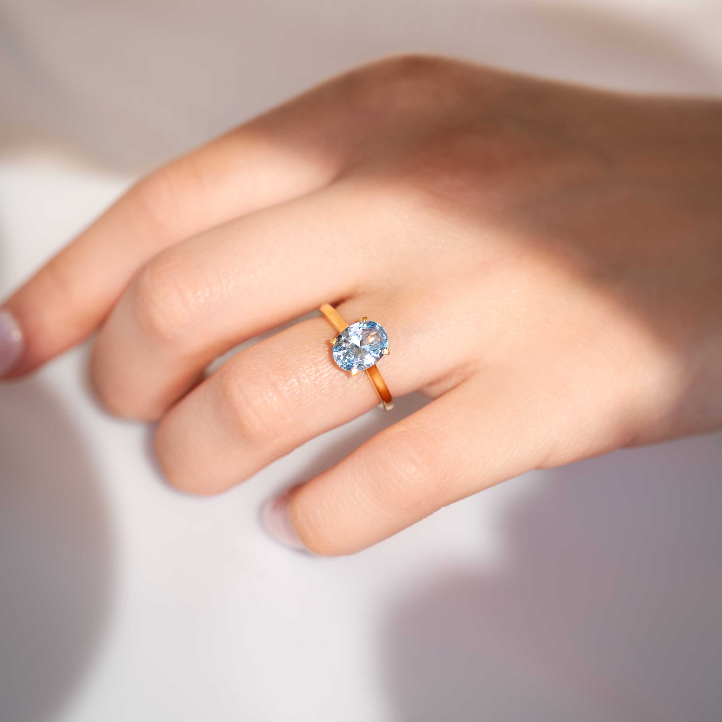 Aquamarine Ring Hidden Halo